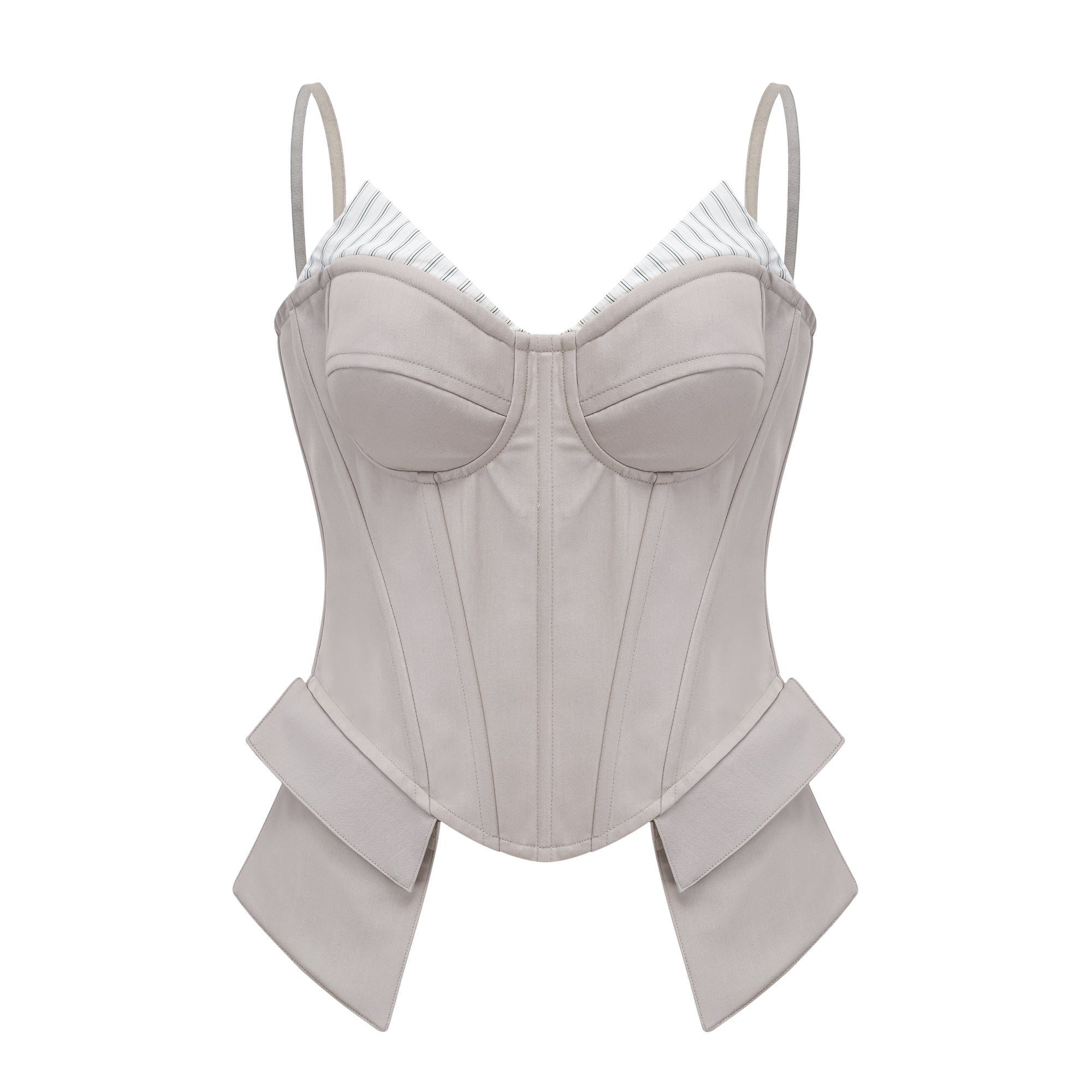 Virág Grey Stripe Panel Corset Top