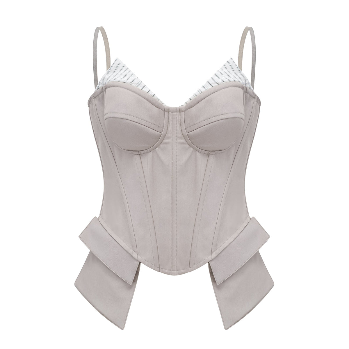 Virág Grey Stripe Panel Corset Top