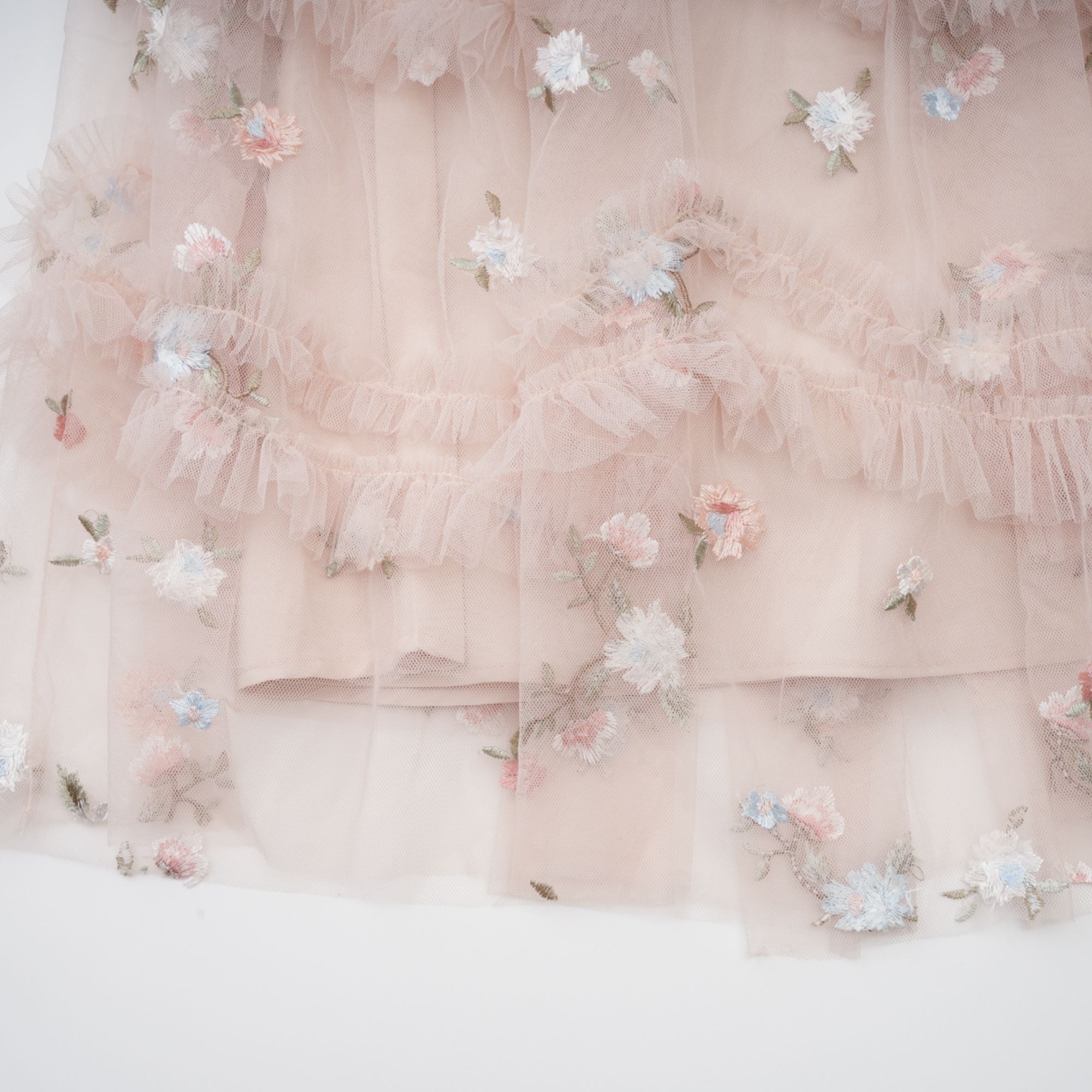 Kévina floral-embroidered tiered ruffled midi dress
