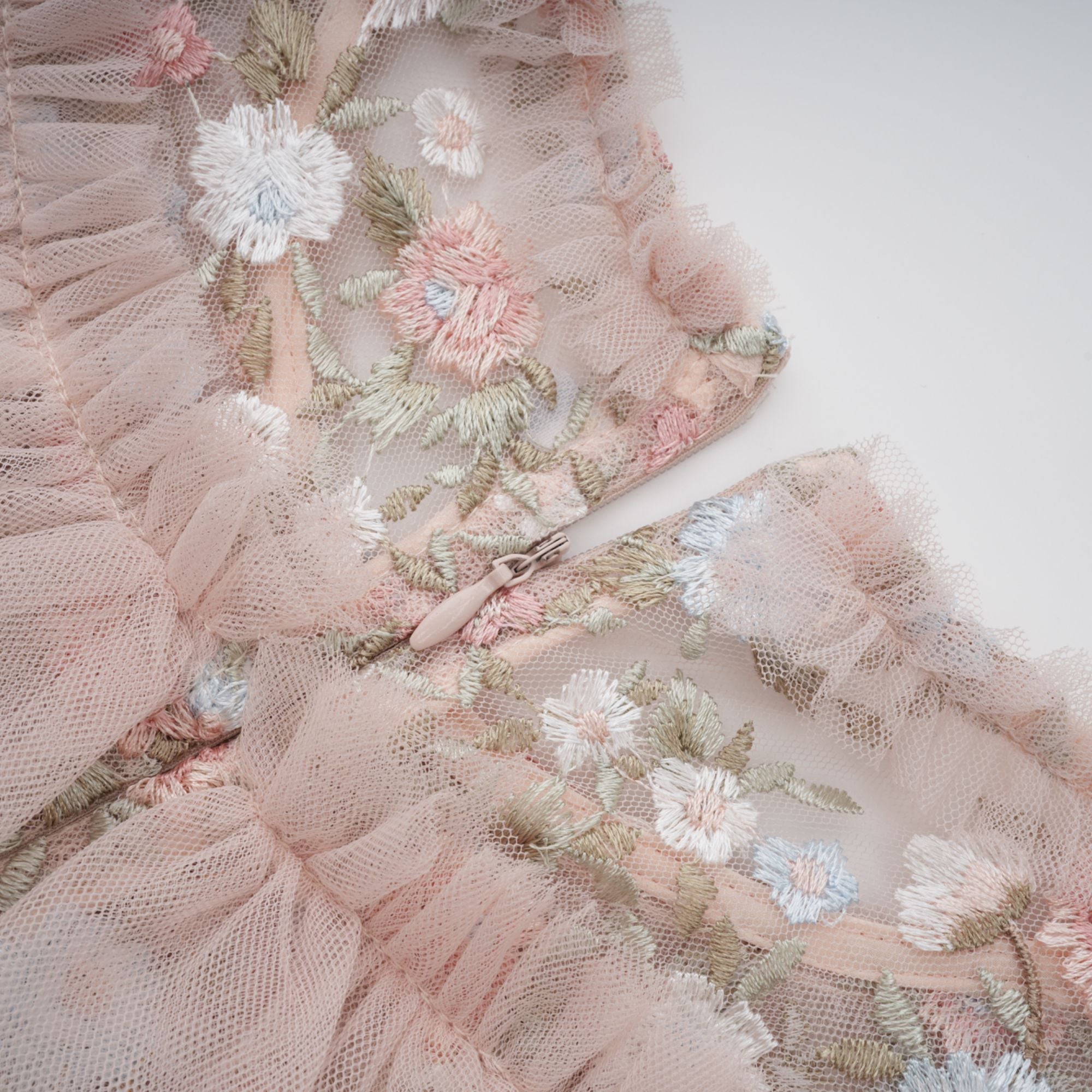 Kévina floral-embroidered tiered ruffled midi dress