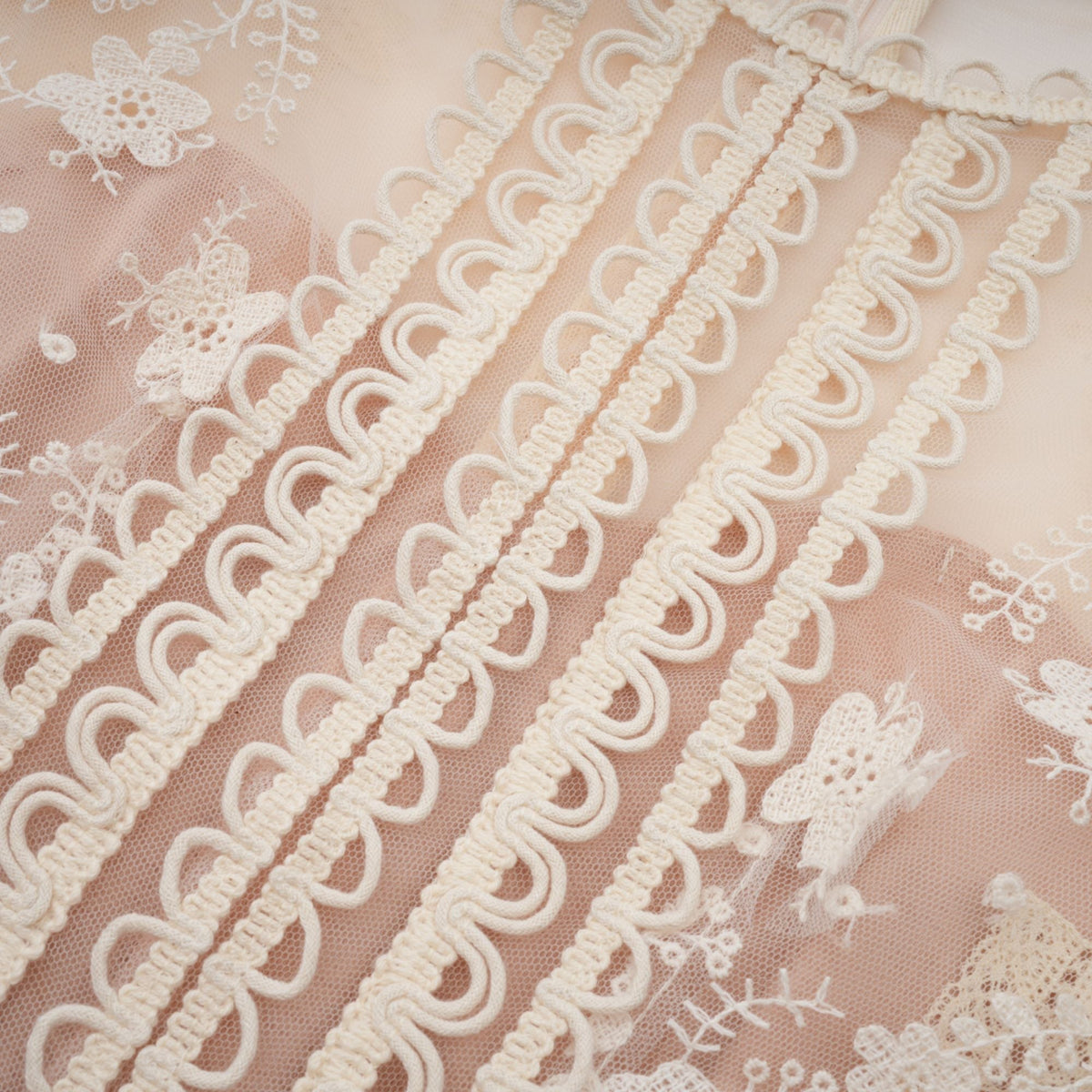Fleur floral-embroidered lace midi dress in Neutrals
