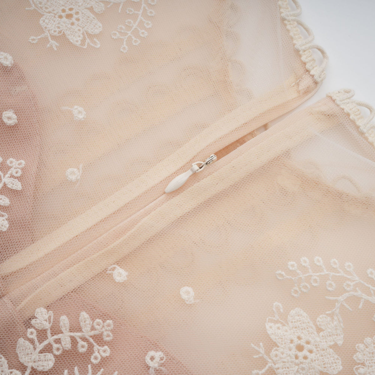 Fleur floral-embroidered lace midi dress in Neutrals