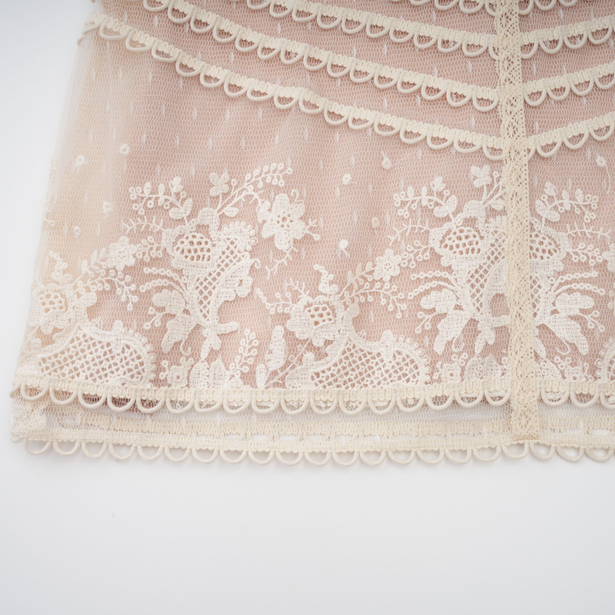 Fleur floral-embroidered lace midi dress in Neutrals (Final Sale-US Only)