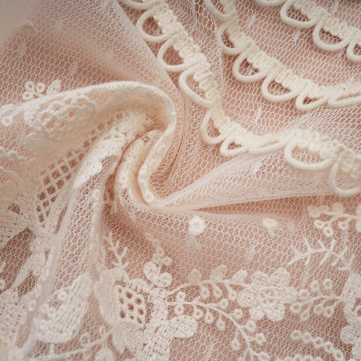 Fleur floral-embroidered lace midi dress in Neutrals (Final Sale-US Only)
