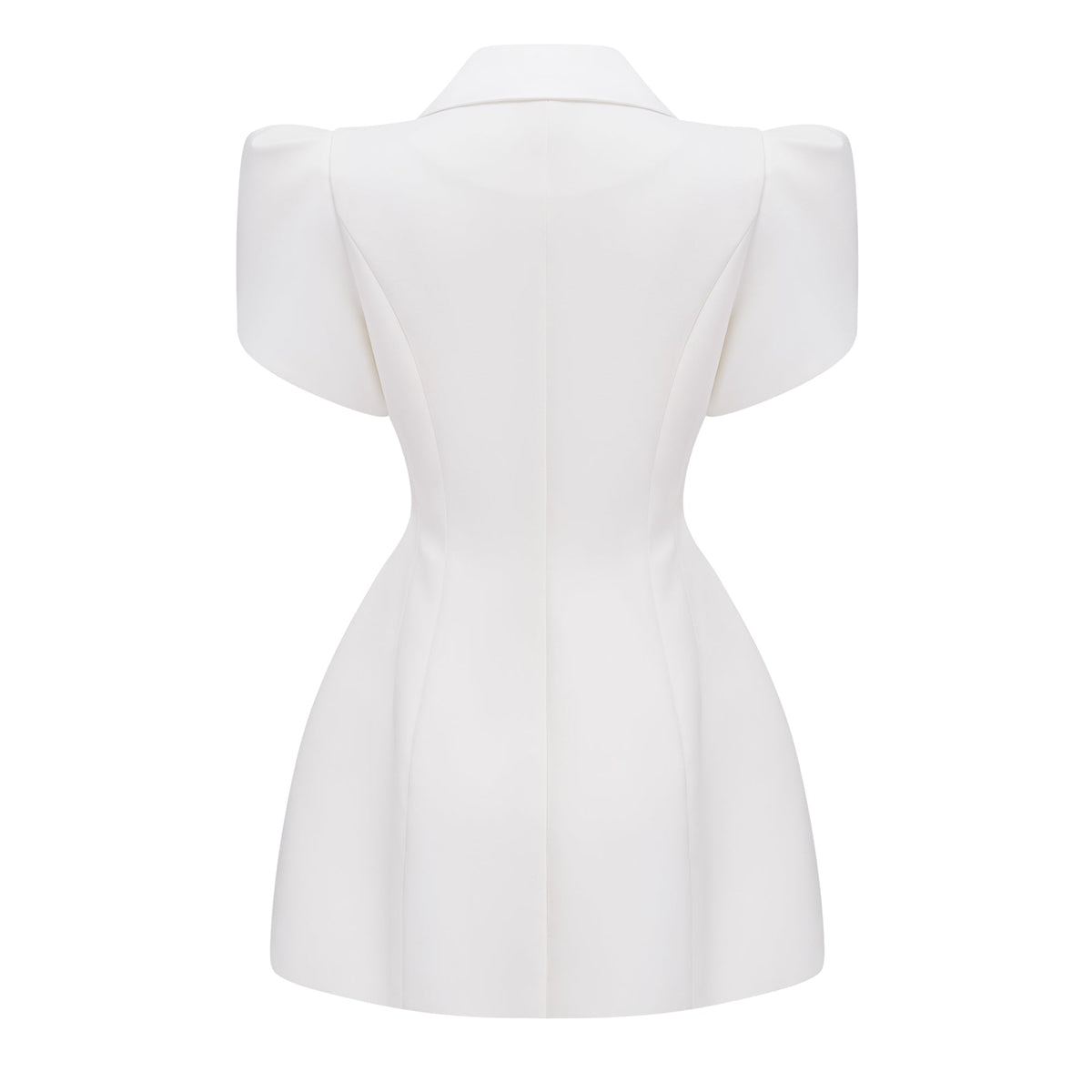 Acharya White Shawl Lapel Mini Dress