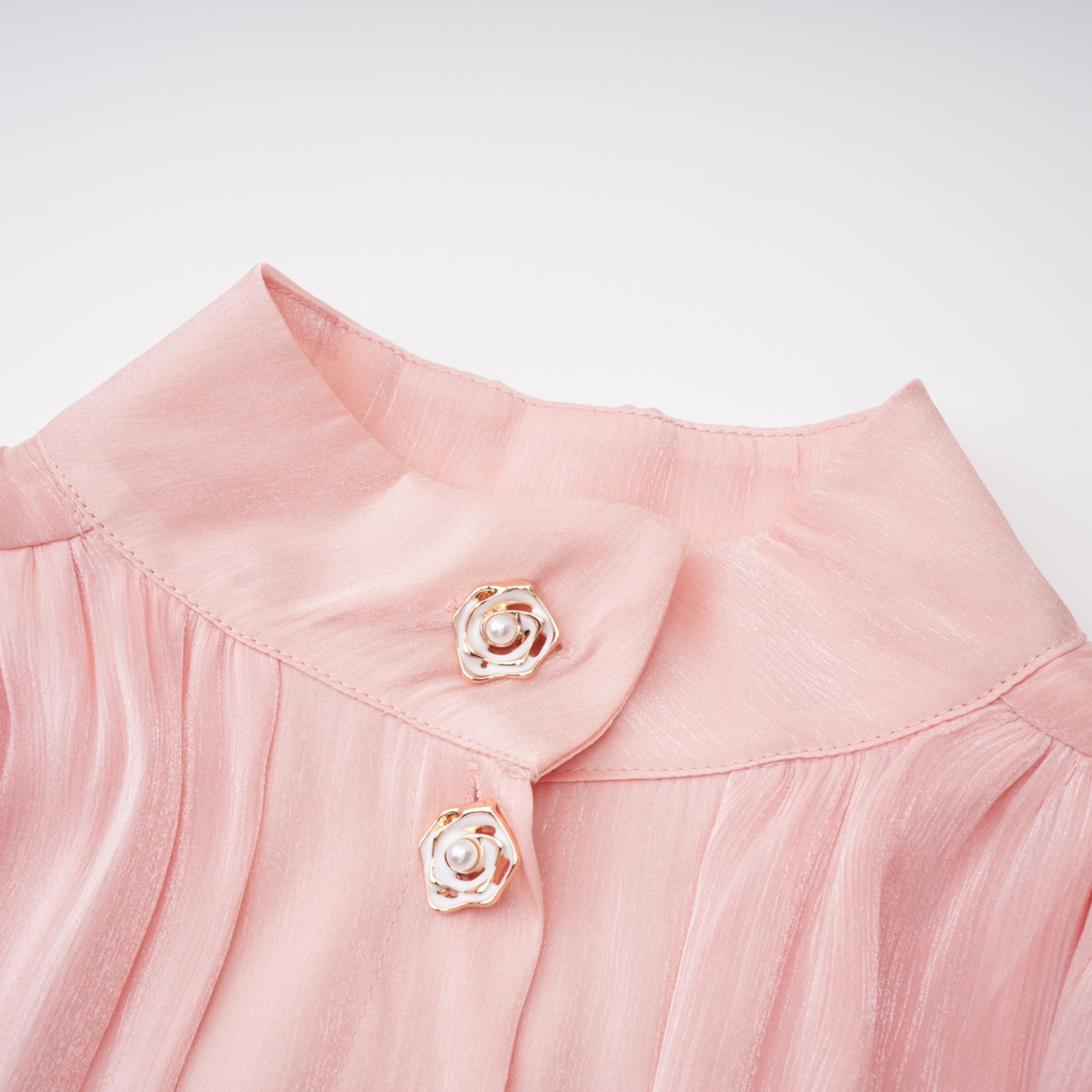 Emersyn Pink High-Neck Ruffled Detail Mini Dress (Final Sale-US Only)
