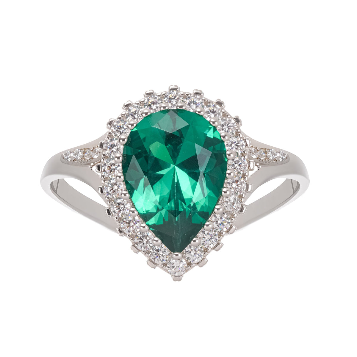 Lumière Green Pear Cut Gemstone Sterling Silver Ring