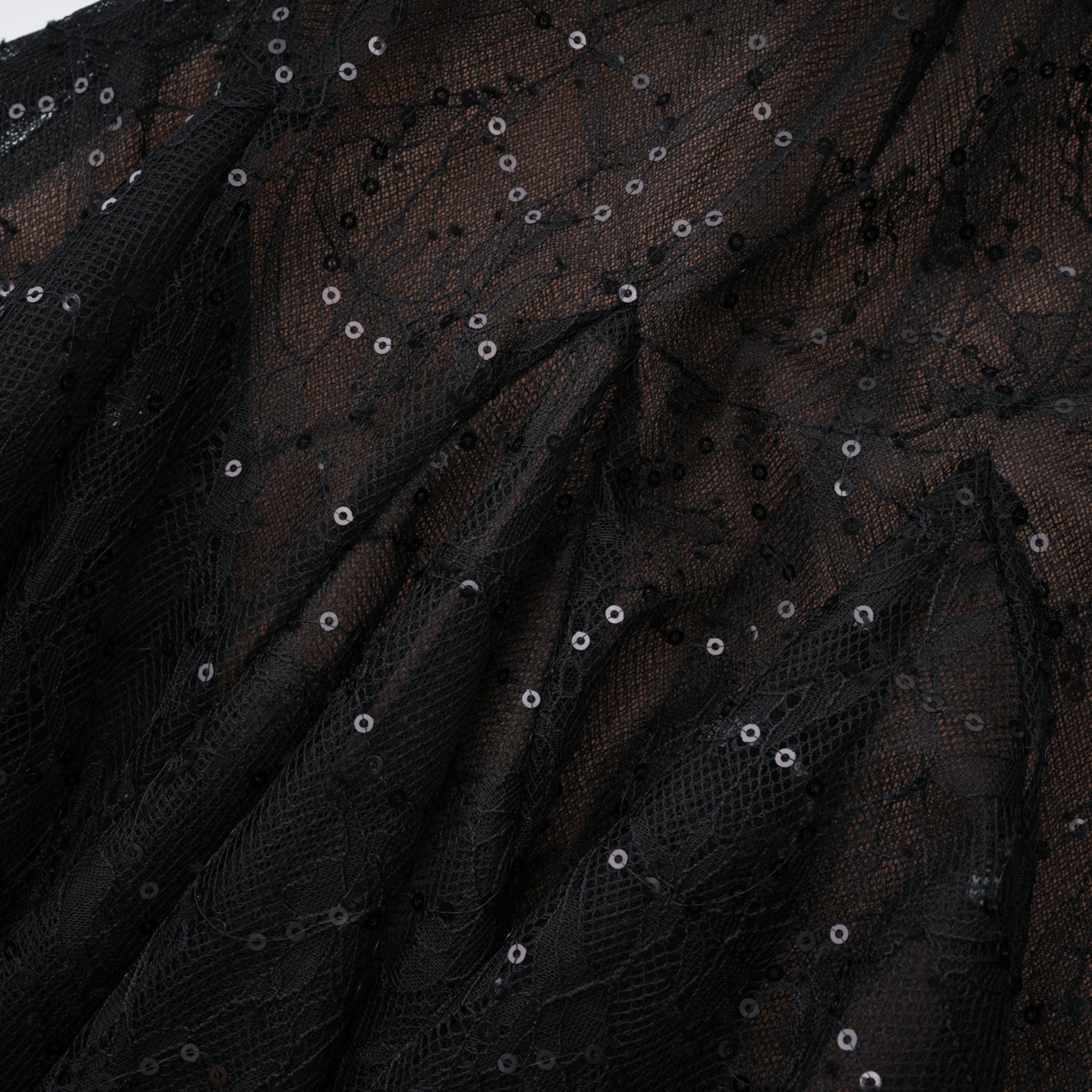 Mirabella Black Sequined Flroal Lace Mini Dress