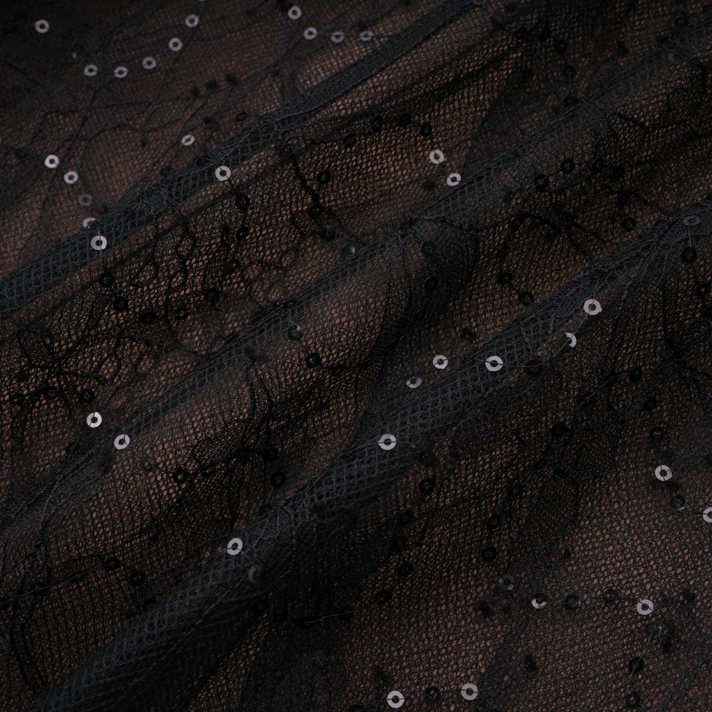 Mirabella Black Sequined Flroal Lace Mini Dress