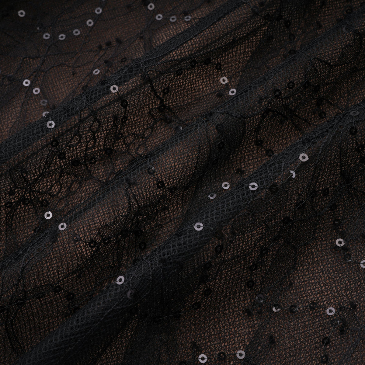 Mirabella Black Sequined Flroal Lace Mini Dress