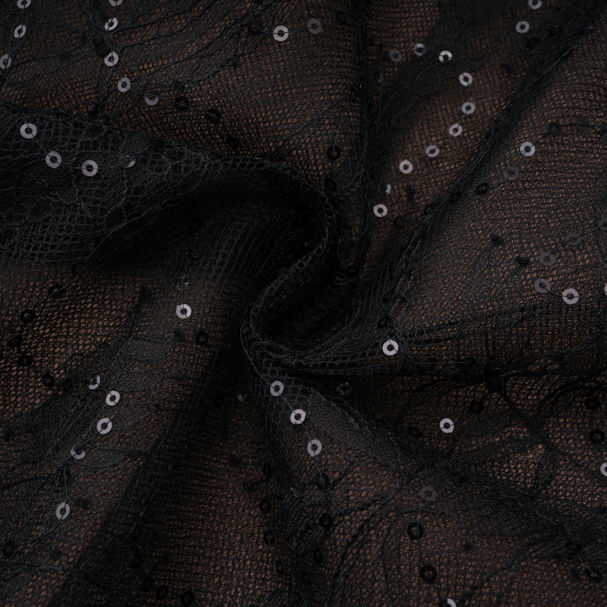 Mirabella Black Sequined Flroal Lace Mini Dress