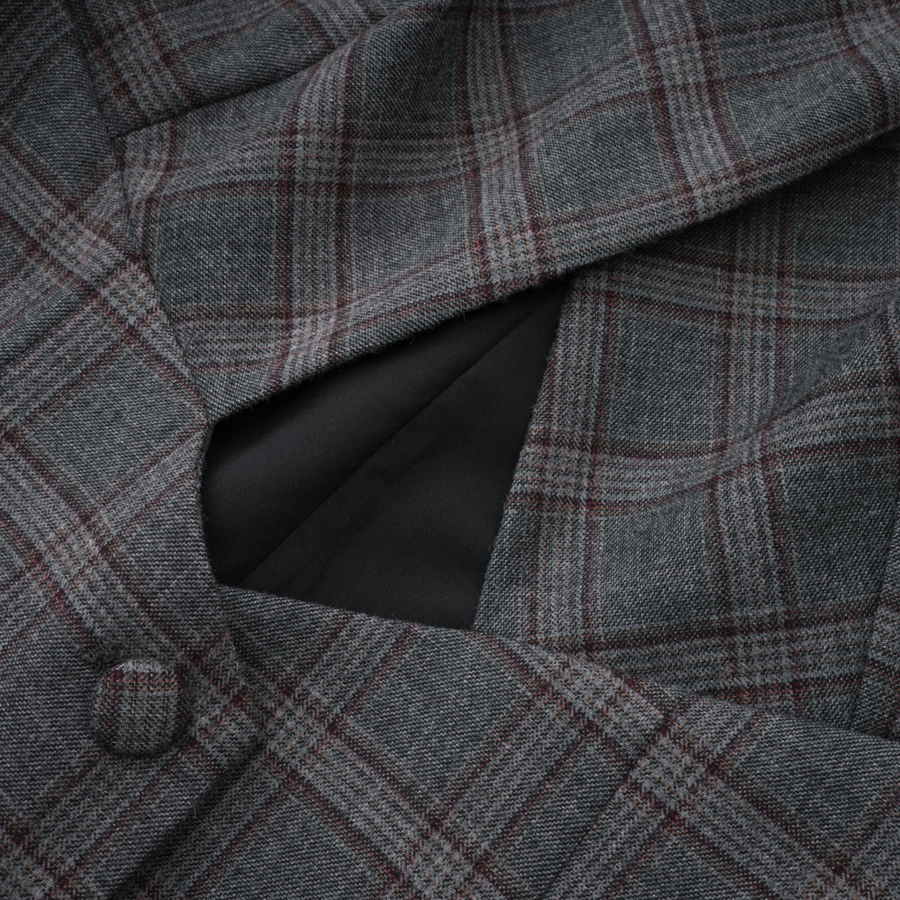 Serena Grey Cut Out Checked Blazer & Skirt Set