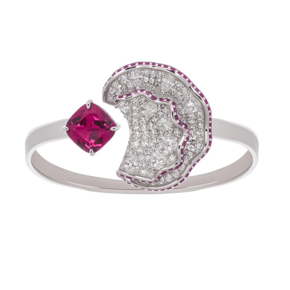 Daphné Rose Pink Moonlit Wave Adjustable Sterling Silver Ring