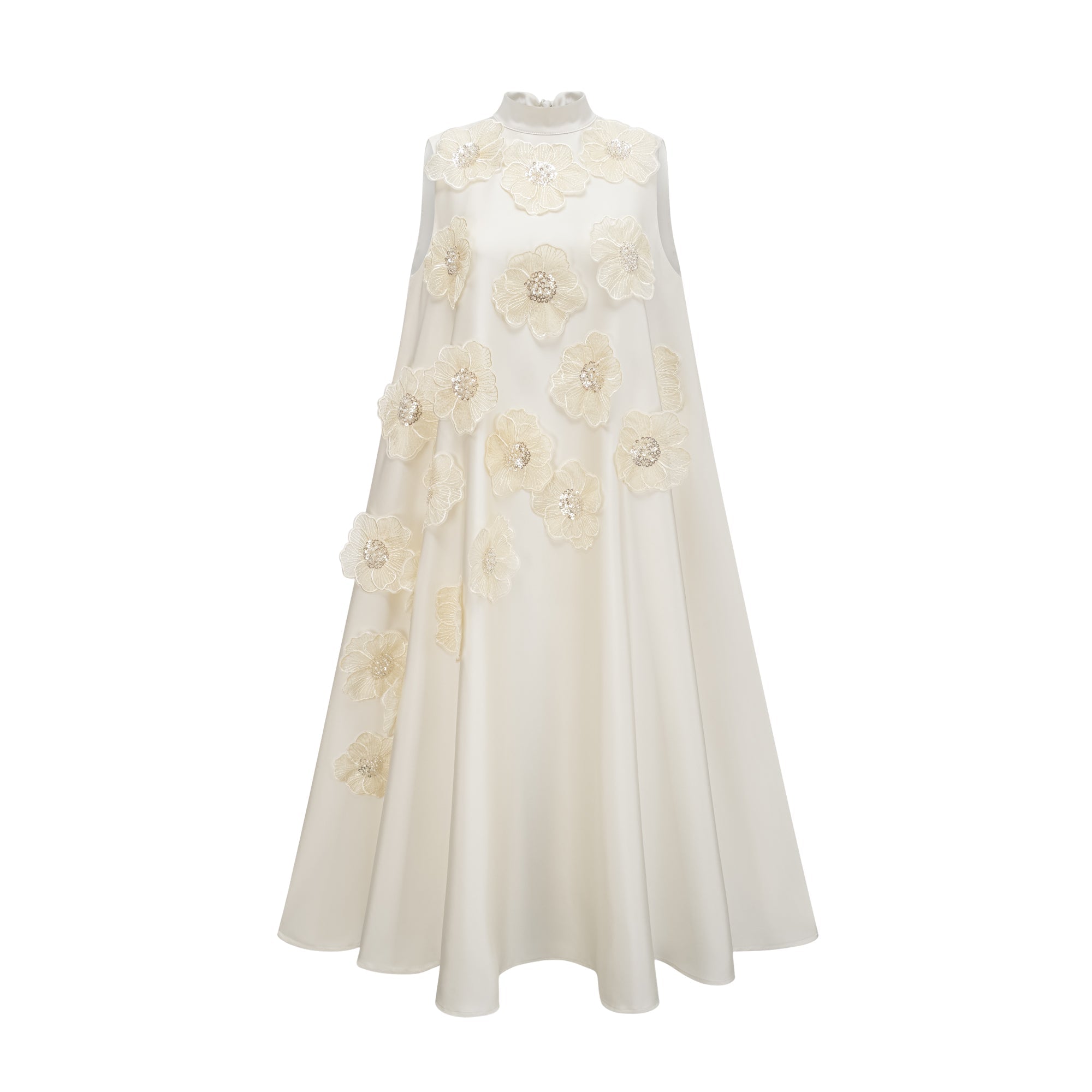 Émilie sleeveless floral-applique midi dress in White (Final Sale-US Only)