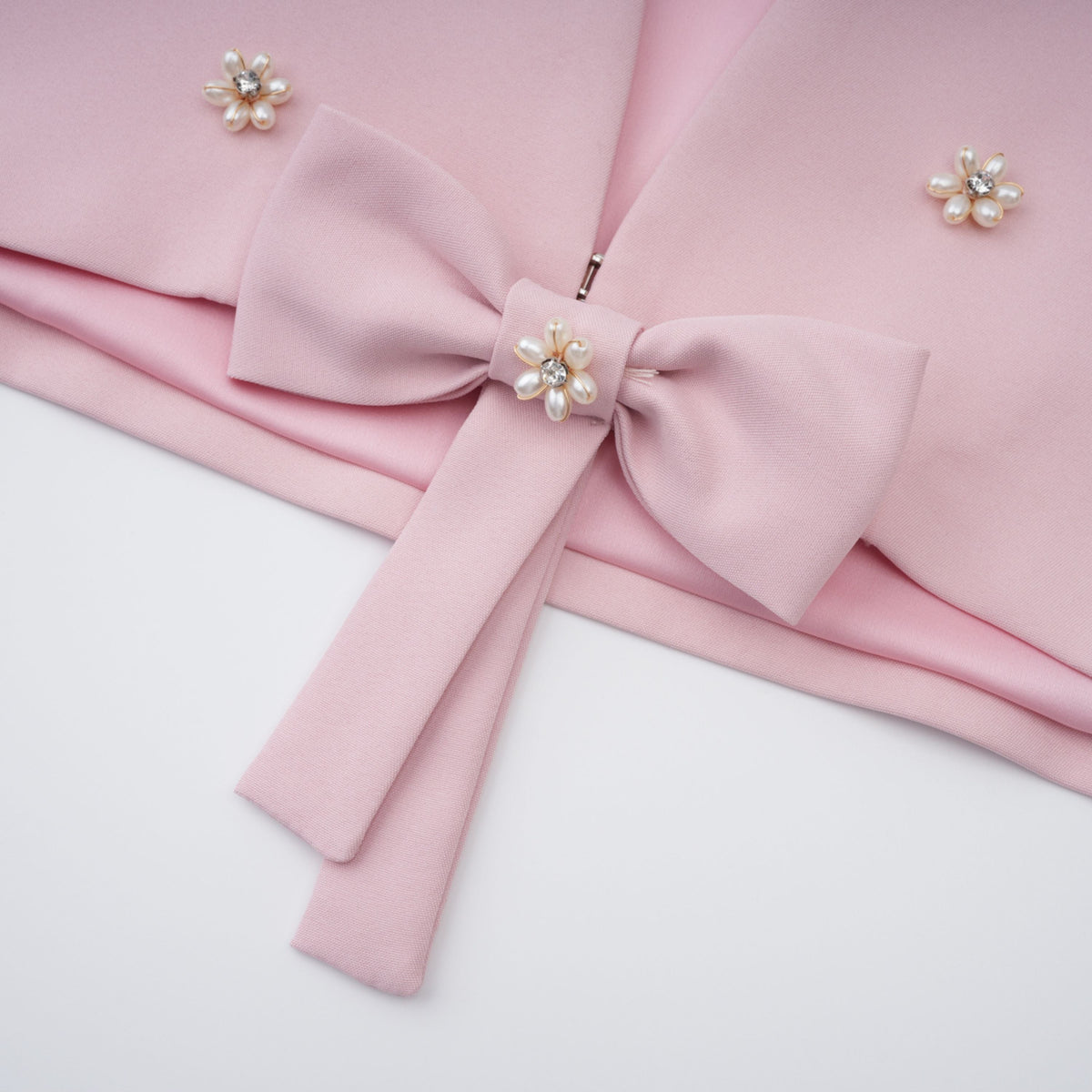 priscille pink shawl & corset top & pleated skirt set