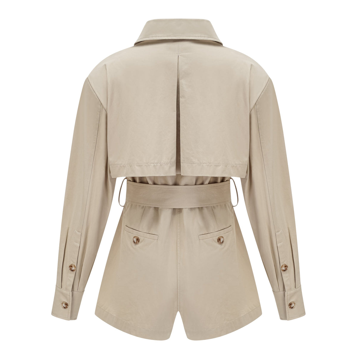 Priscille Khaki Asymmetrical Trench Style Playsuit