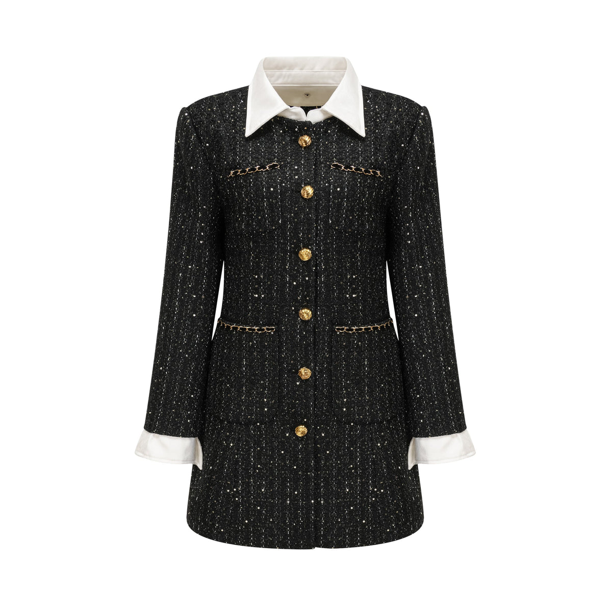 Audrey black sequin panelled tweed mini dress (Final Sale-US Only)