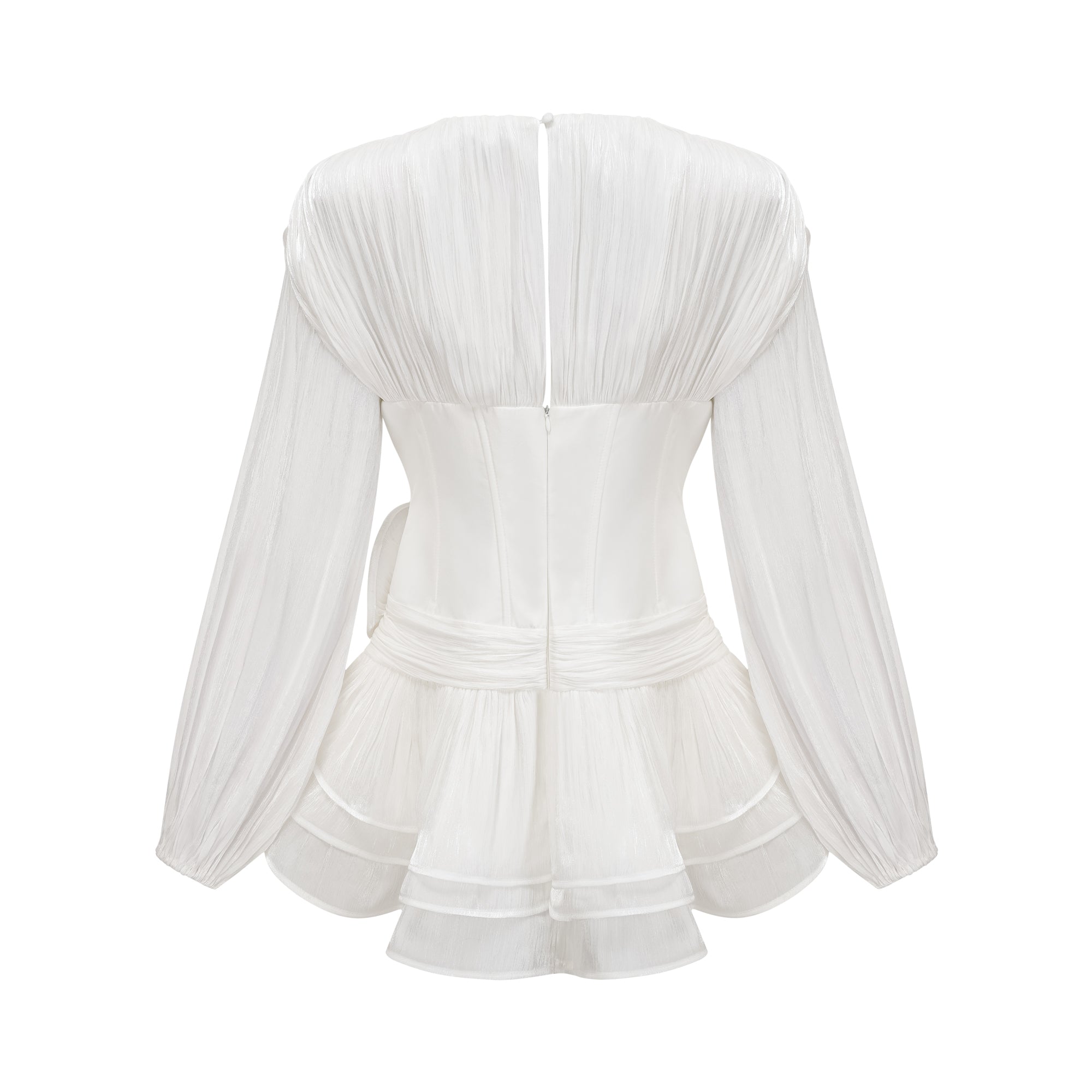 Rosier white fully-pleated cinched mini dress