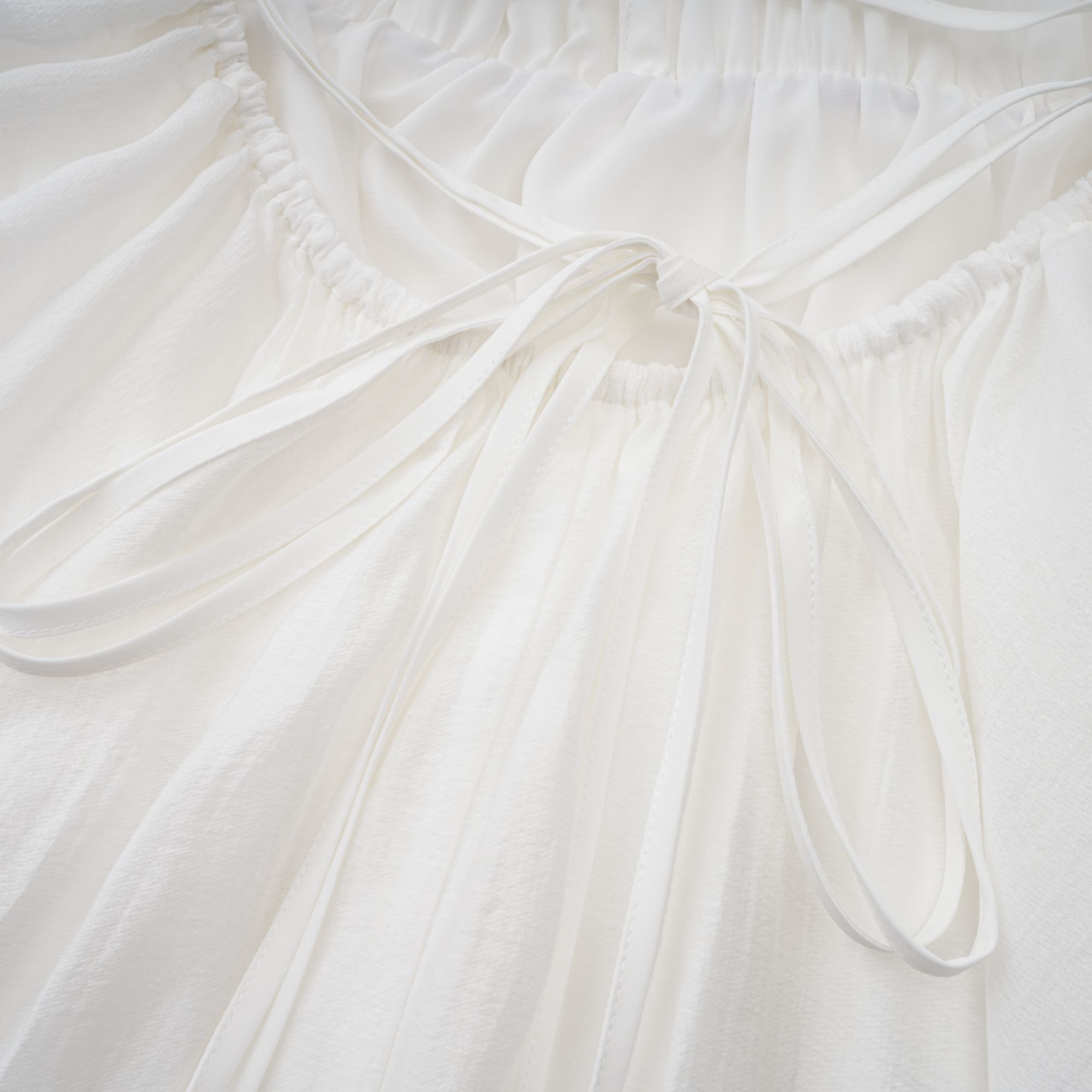 Quincie white shirred flounced mini dress (Final Sale)