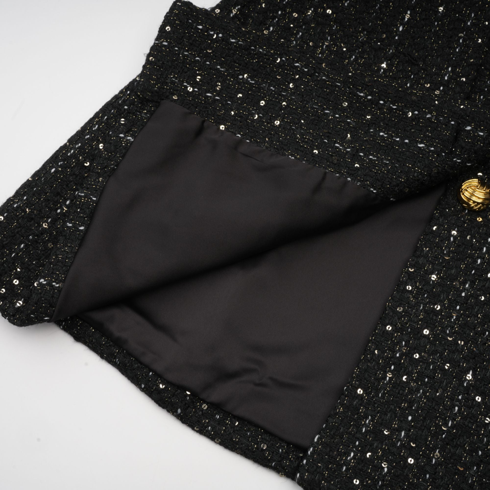 Audrey black sequin panelled tweed mini dress (Final Sale)