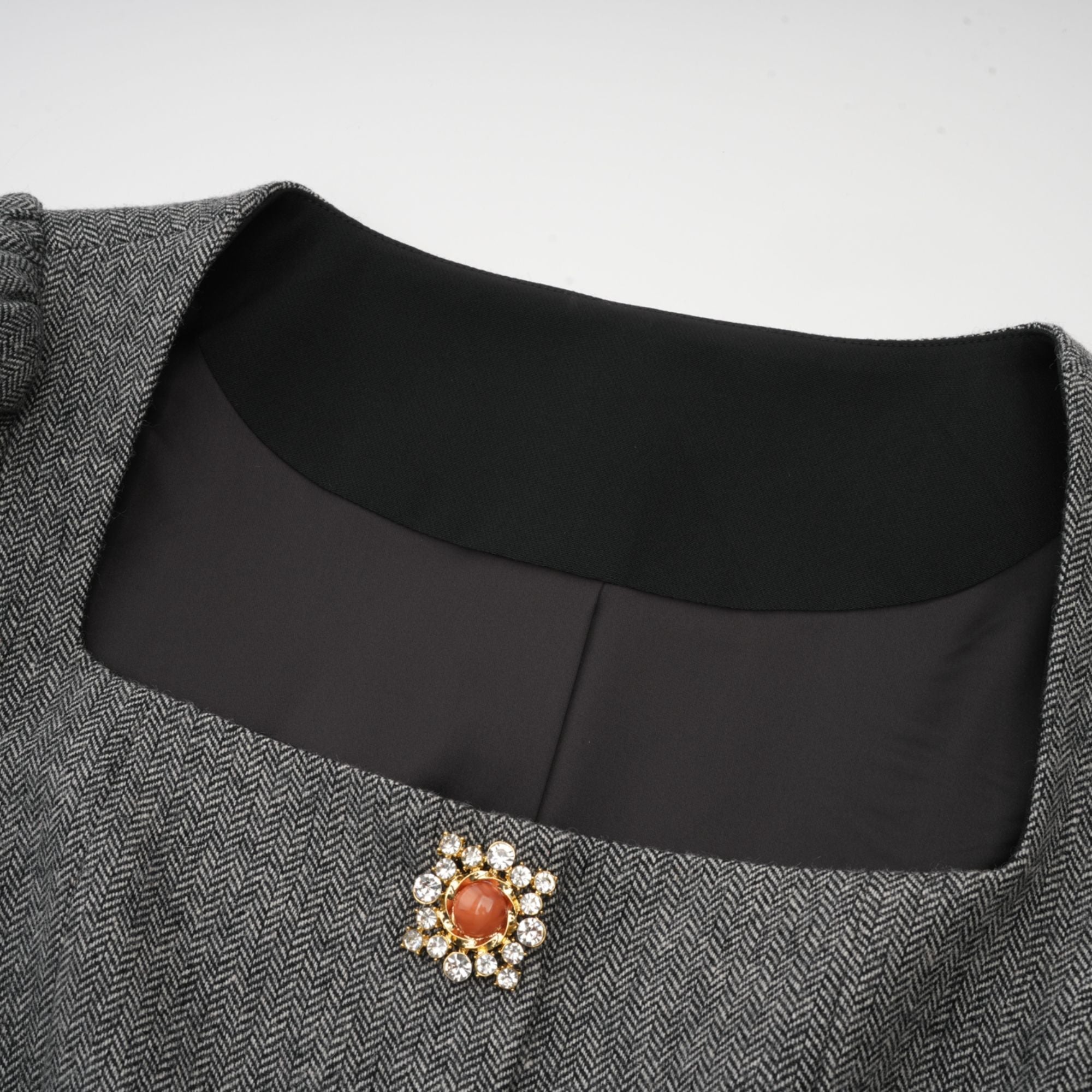 Agathe grey herringbone top & shorts matching set