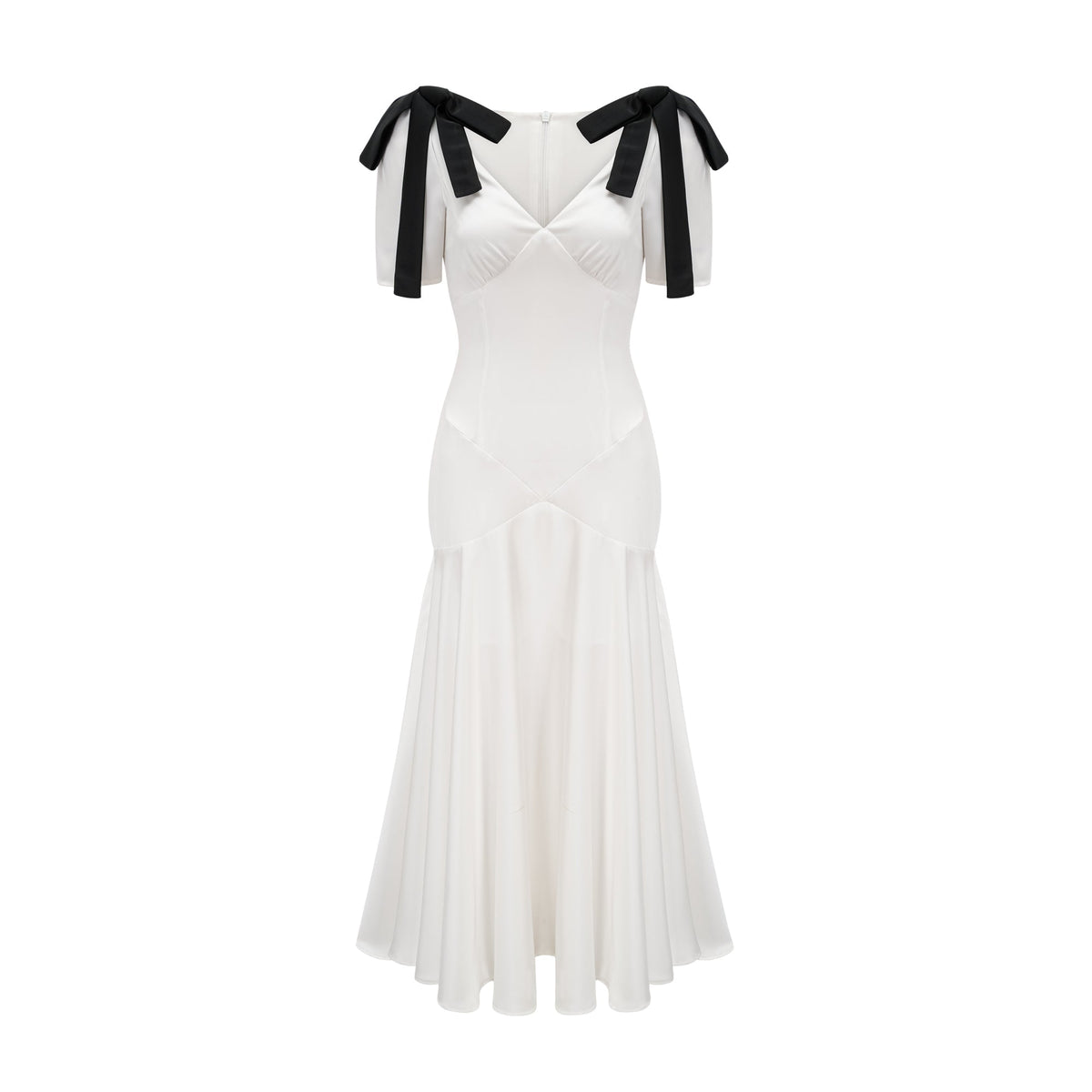 Cyrielle ribbon-detail puff-sleeve maxi dress