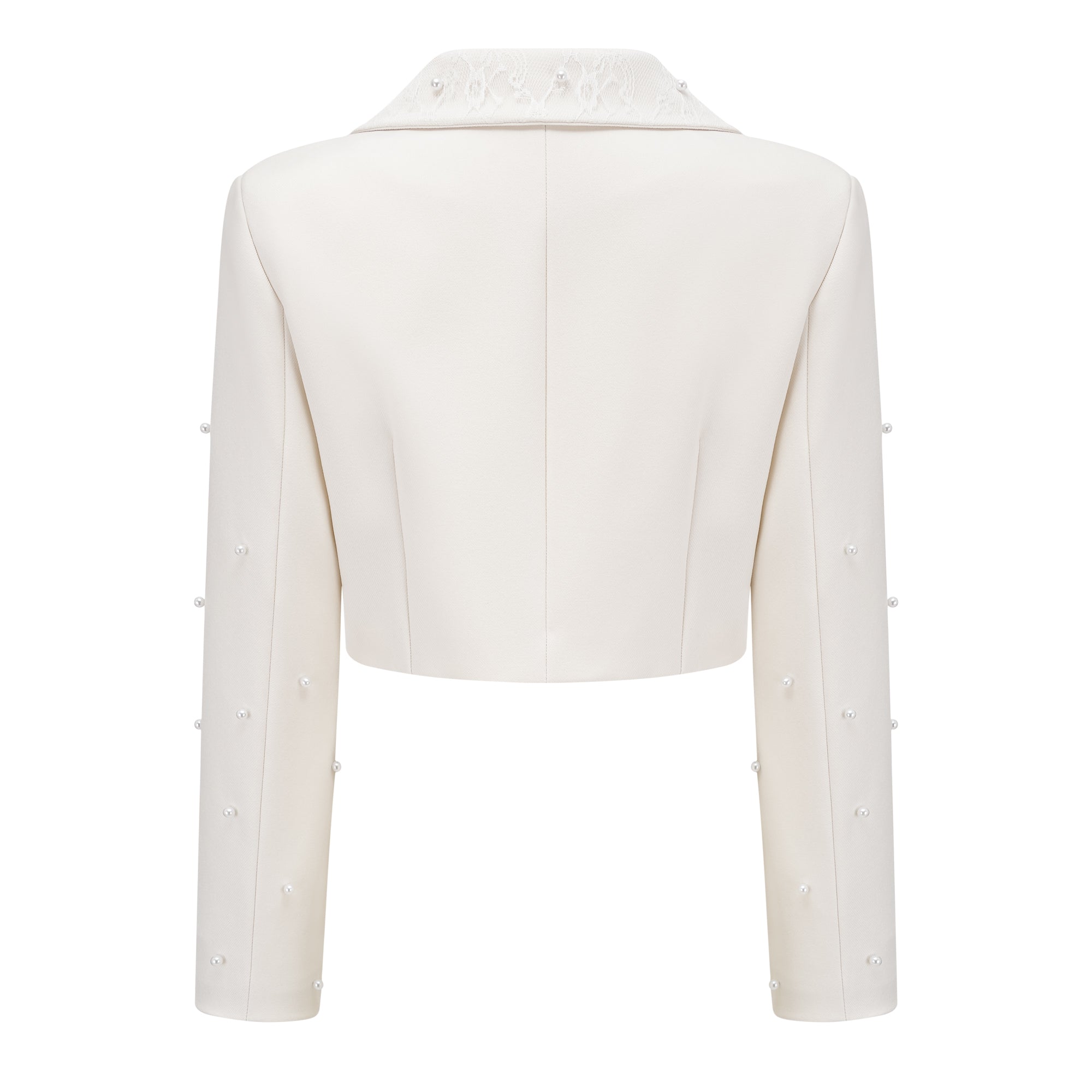 Maja White Faux Pearl Jacket & Pleated Skirt Set