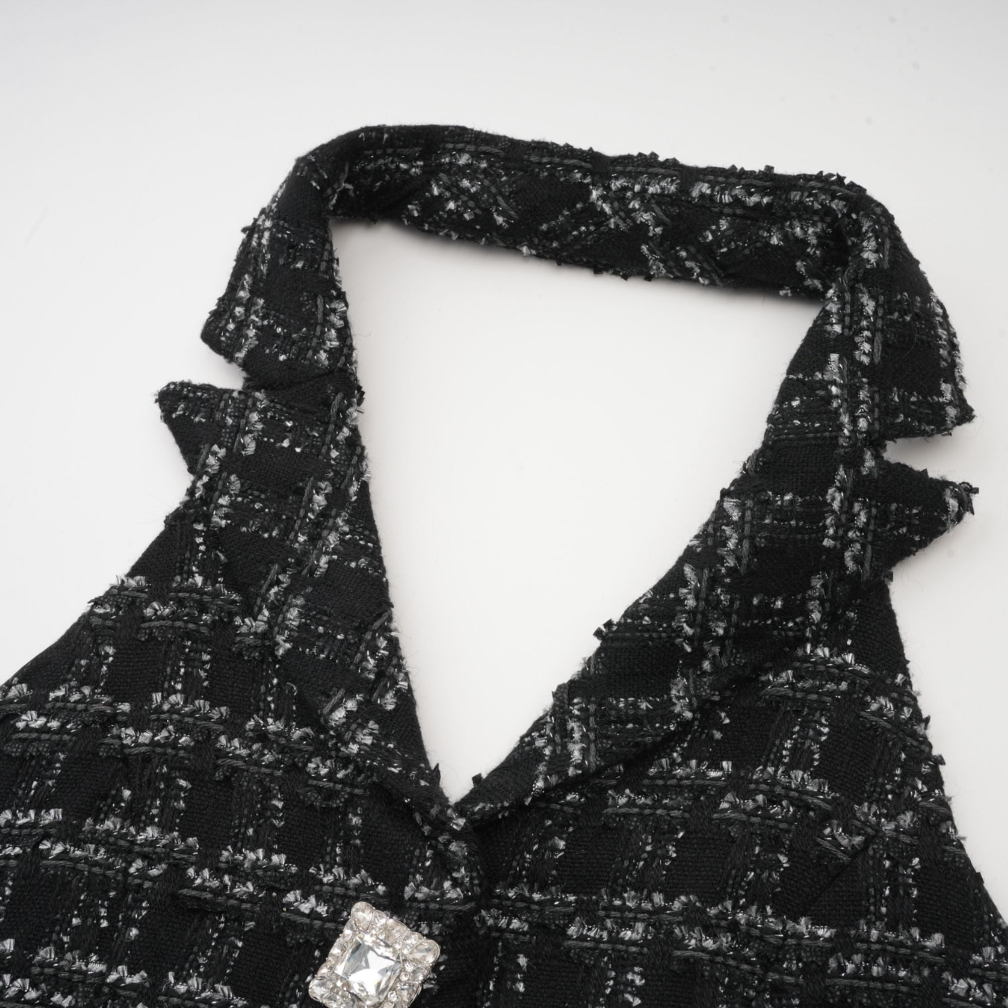 Axelle black checked tweed vest top & skirt matching set (US Only)