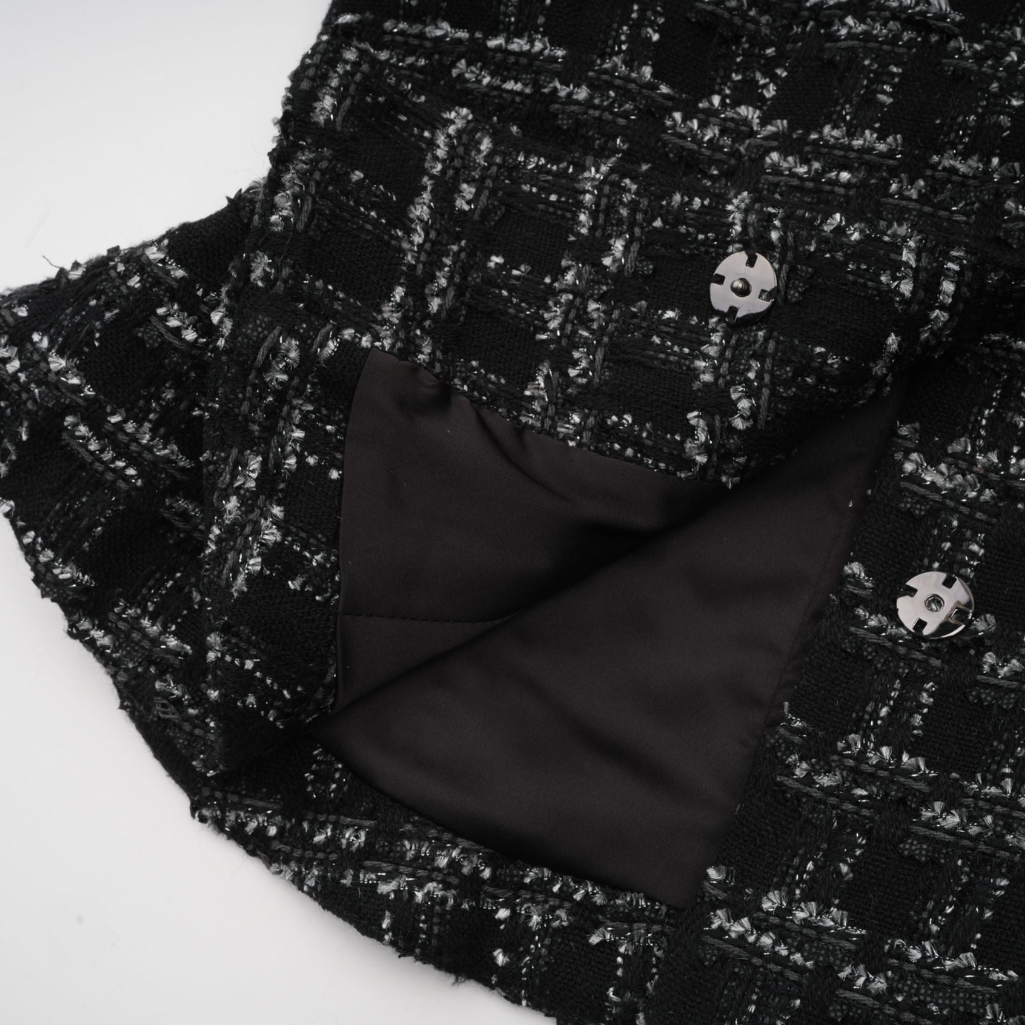 Axelle black checked tweed vest top & skirt matching set (US Only)