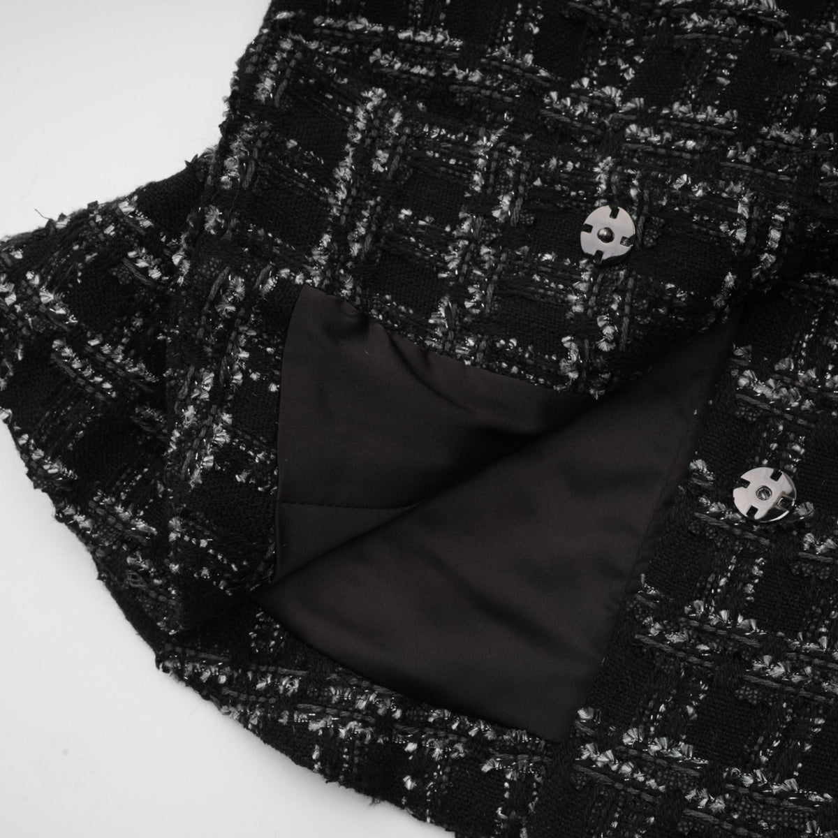 Axelle black checked tweed vest top & skirt matching set