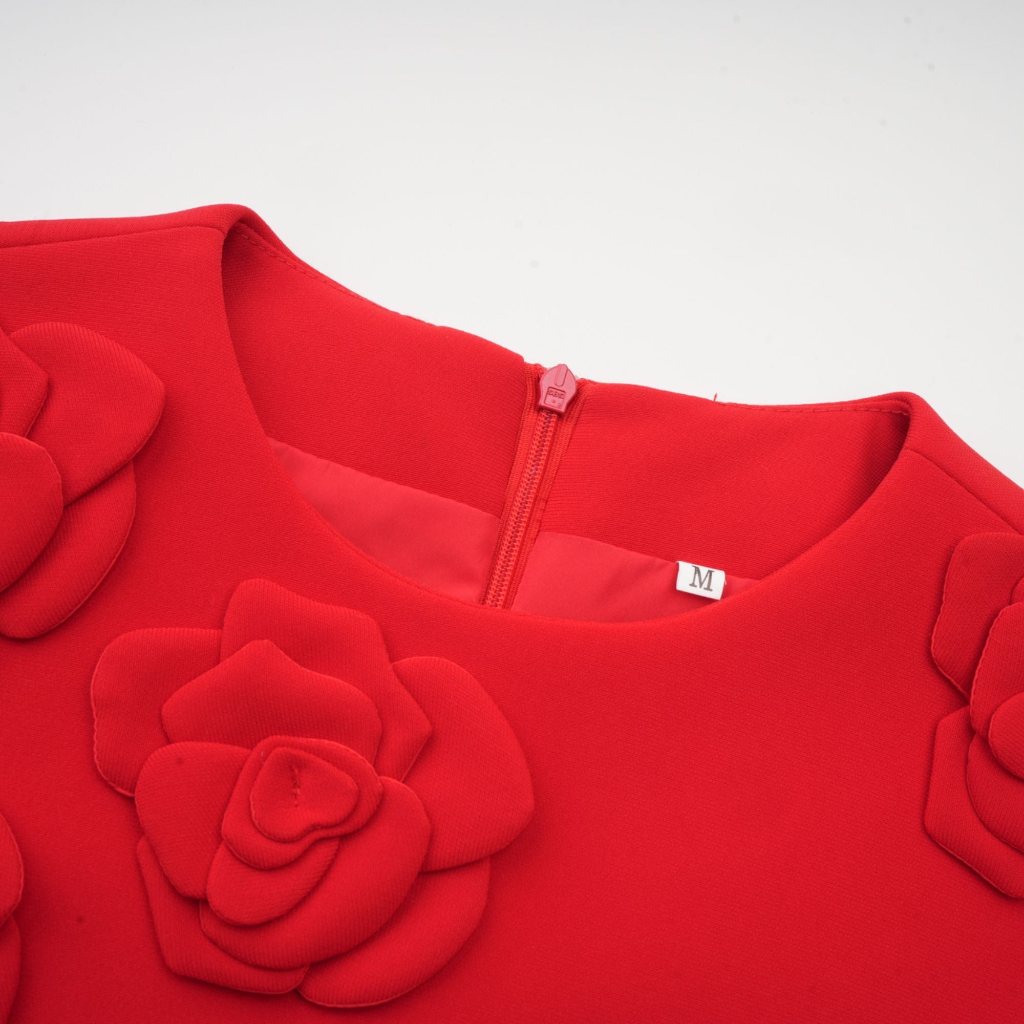 Calista red floral-detail short-sleeve mini dress