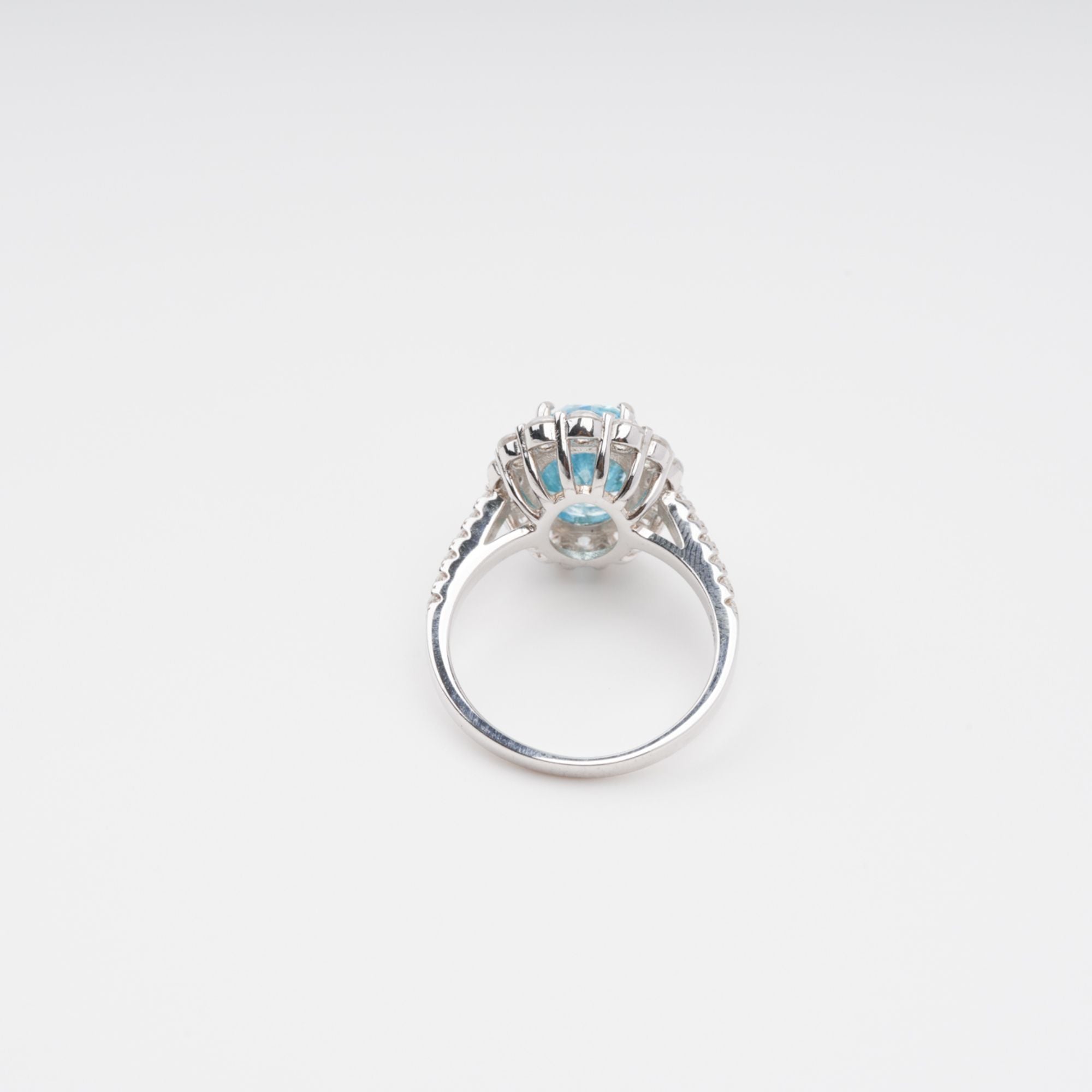 Angle Blue Oval Gemstone Sterling Silver Ring