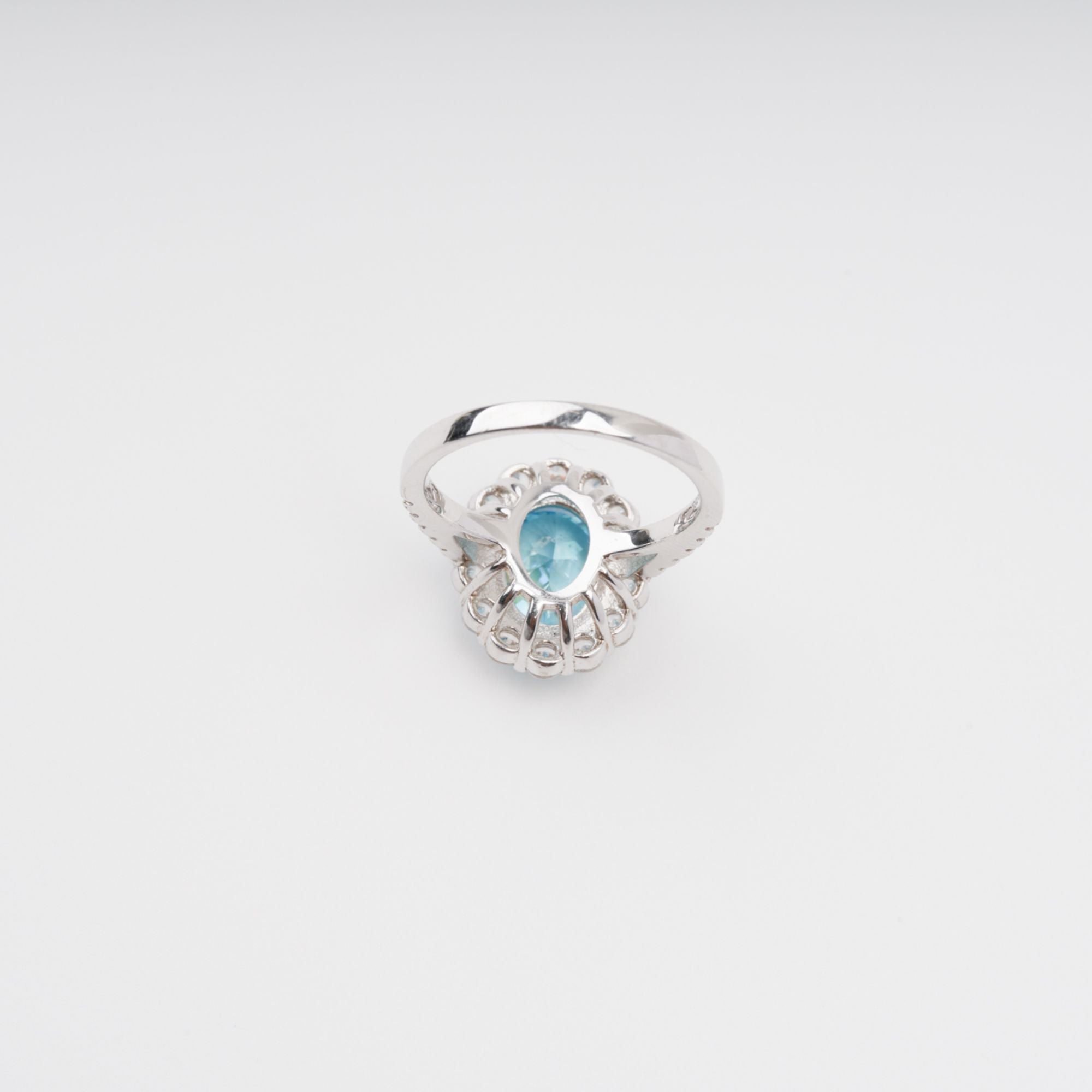 Angle Blue Oval Gemstone Sterling Silver Ring