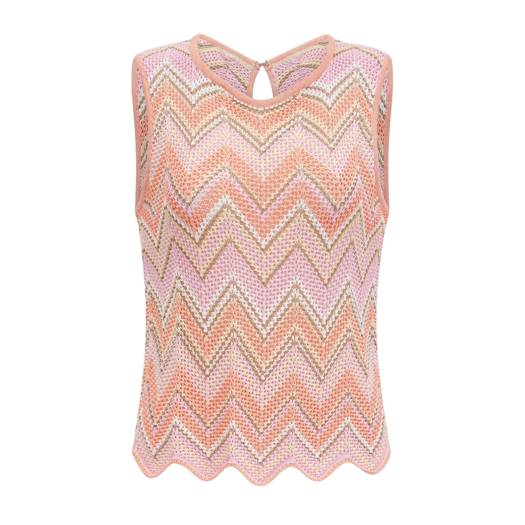 Irina Pink Zigzag Pointelle Knit Matching Set