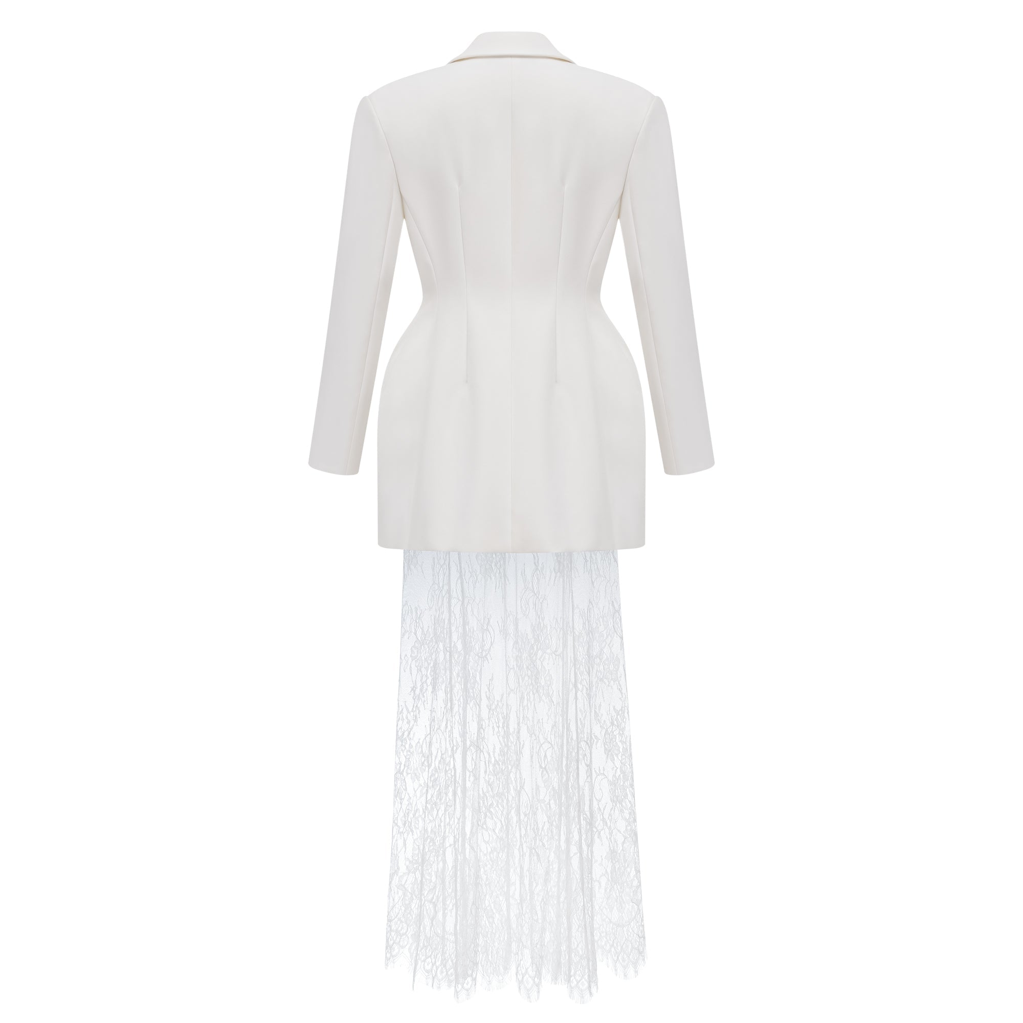 Adélise White Blazer & Lace Skirt Set