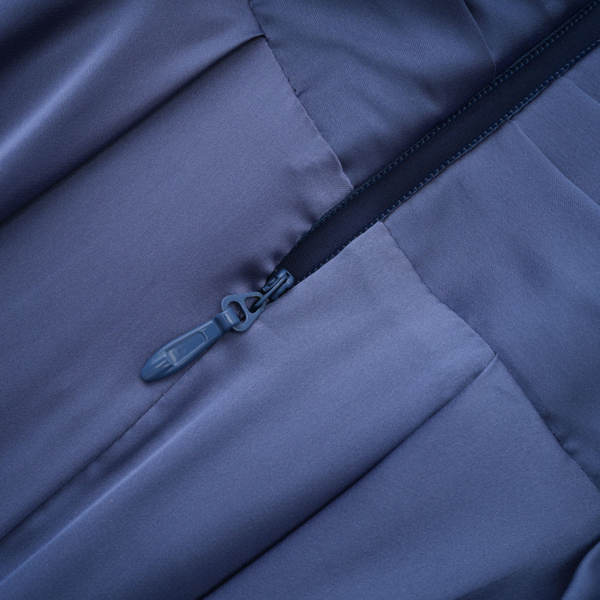 angelína blue diagonal pleated gathered maxi gown