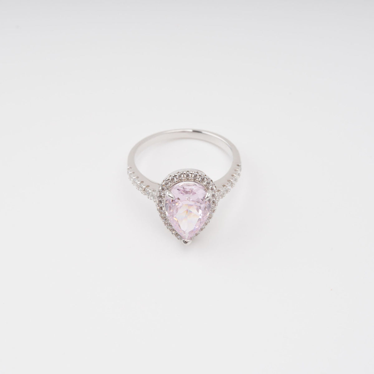 Éclat Pink Pear Shaped Gemstone Sterling Silver Ring