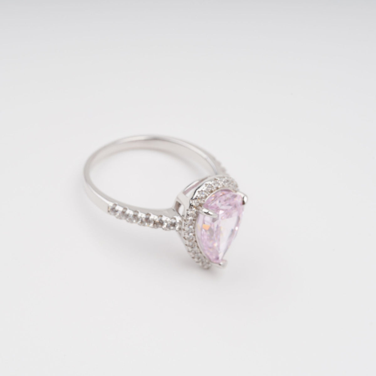 Éclat Pink Pear Shaped Gemstone Sterling Silver Ring