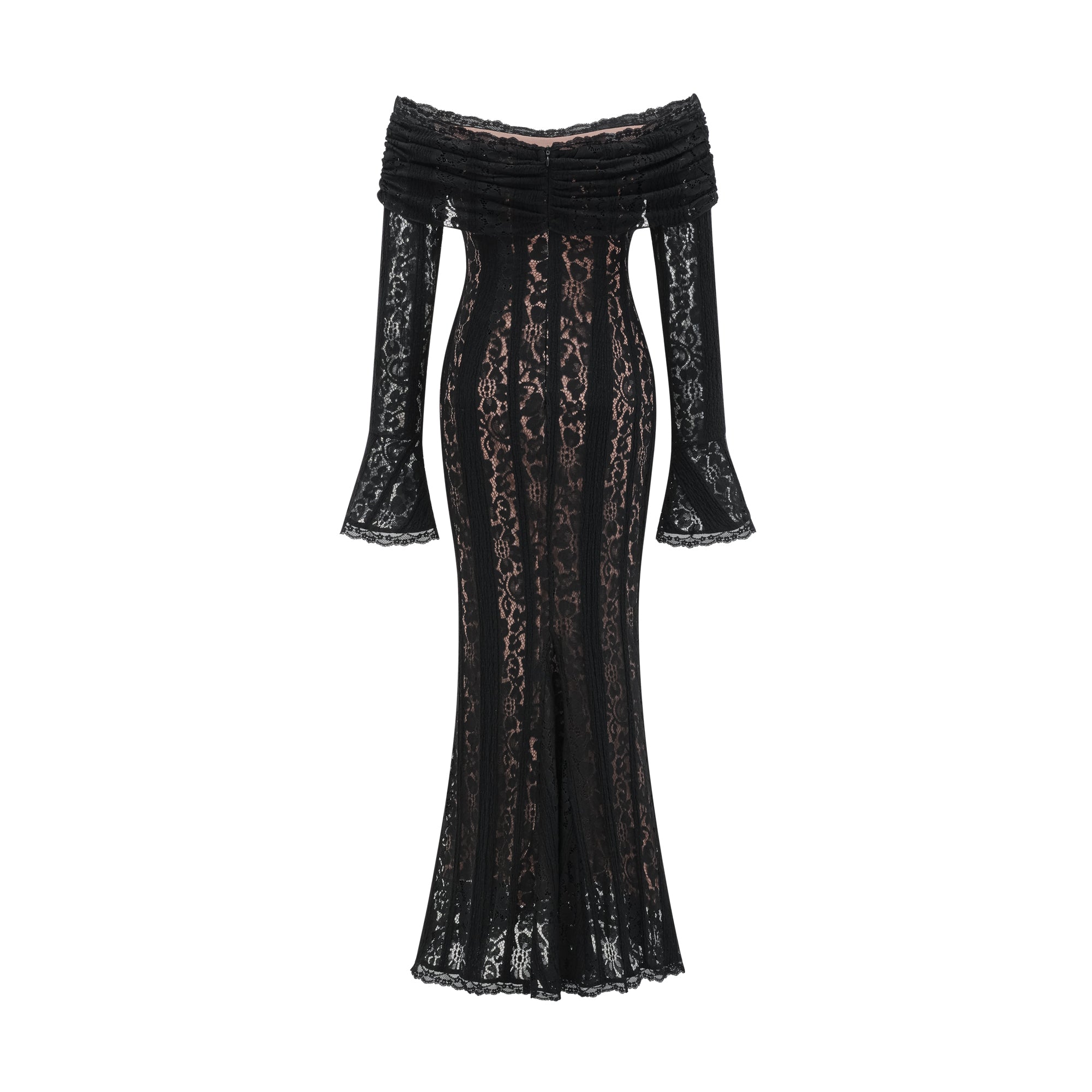 Émeline floral lace flared-cuff midi dress in Black (Final Sale-US Only)
