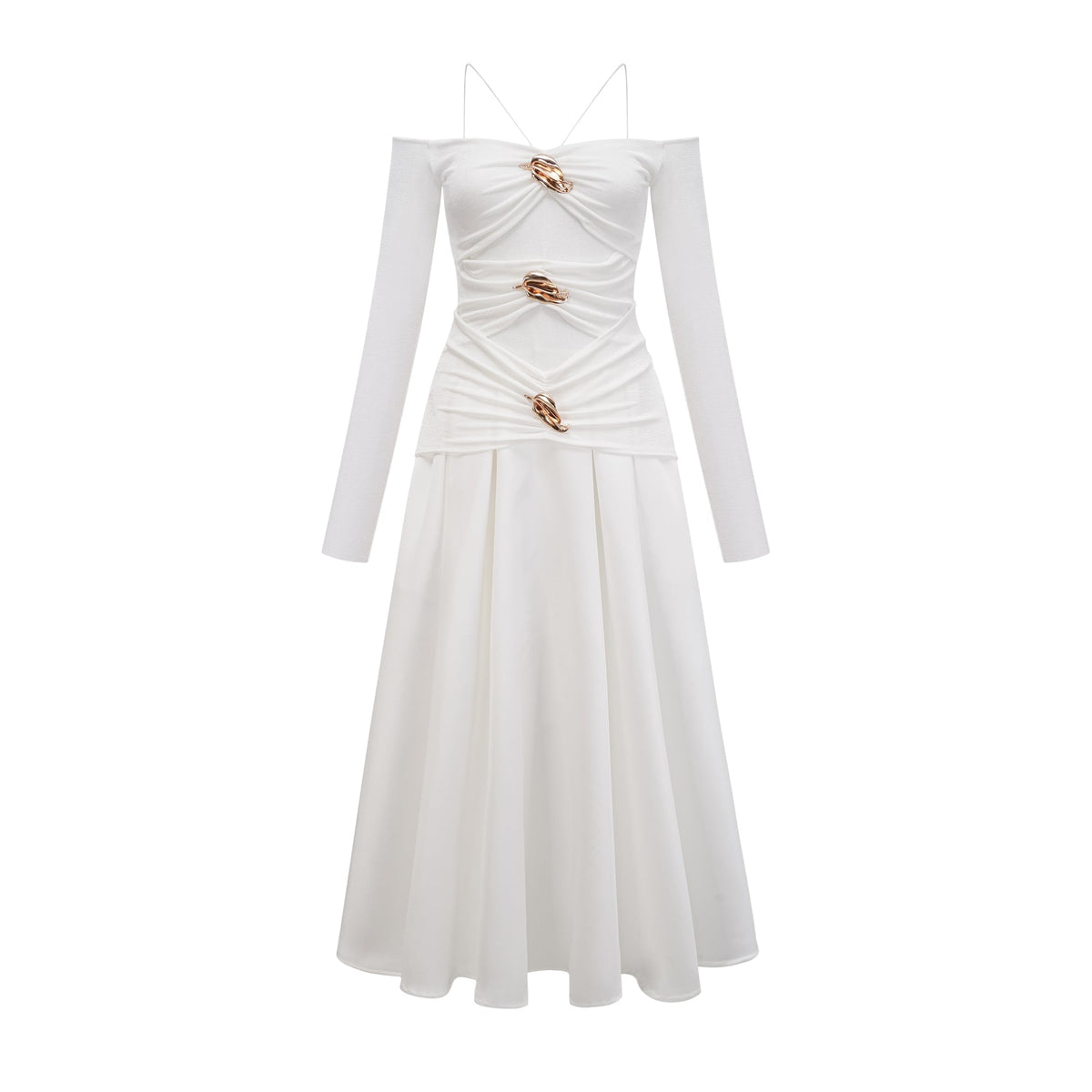 Nadine off-shoulder panelled maxi dress in White (Final Sale-US Only)
