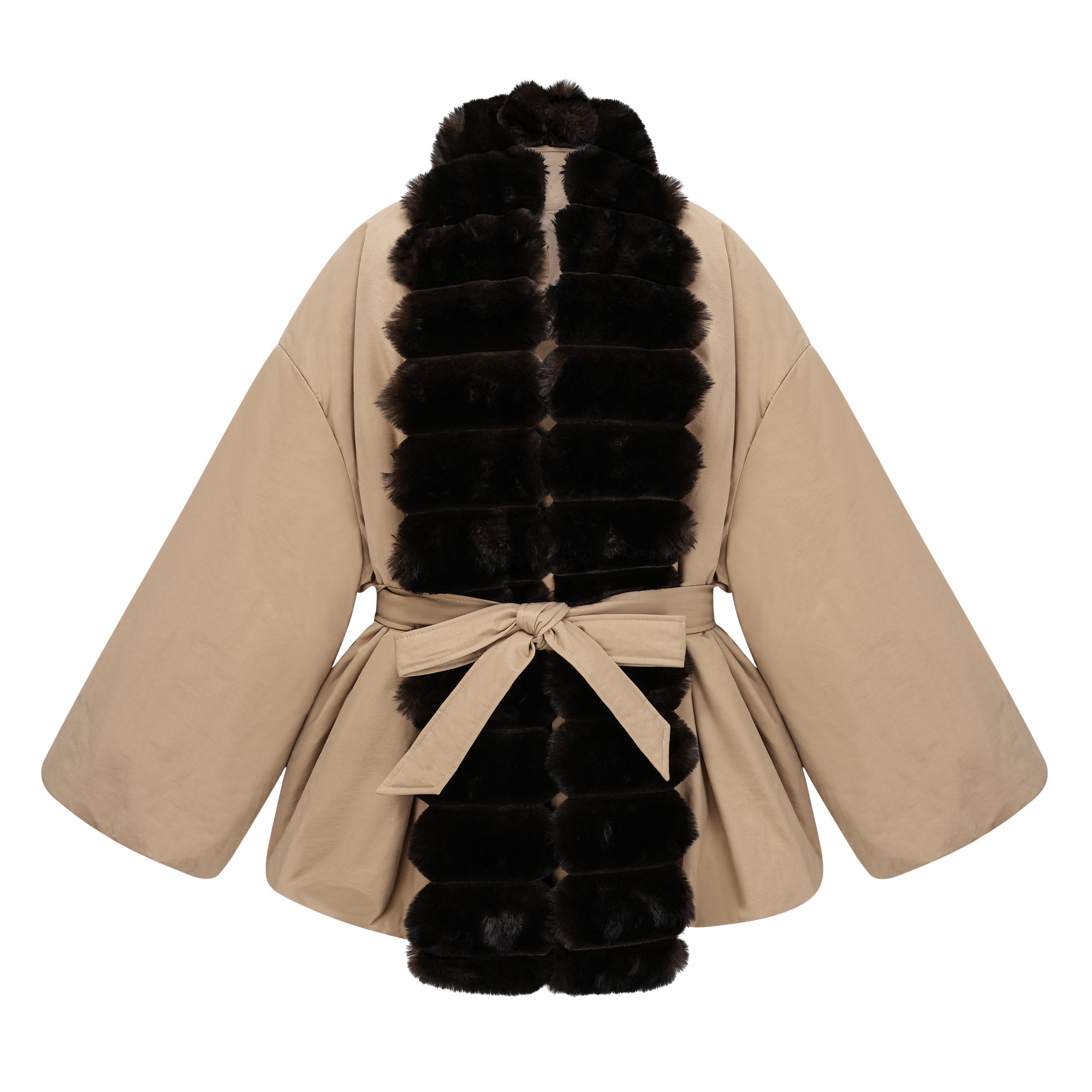 Ileana Khaki Fur Trim Bubble Down Jacket (Final Sale)
