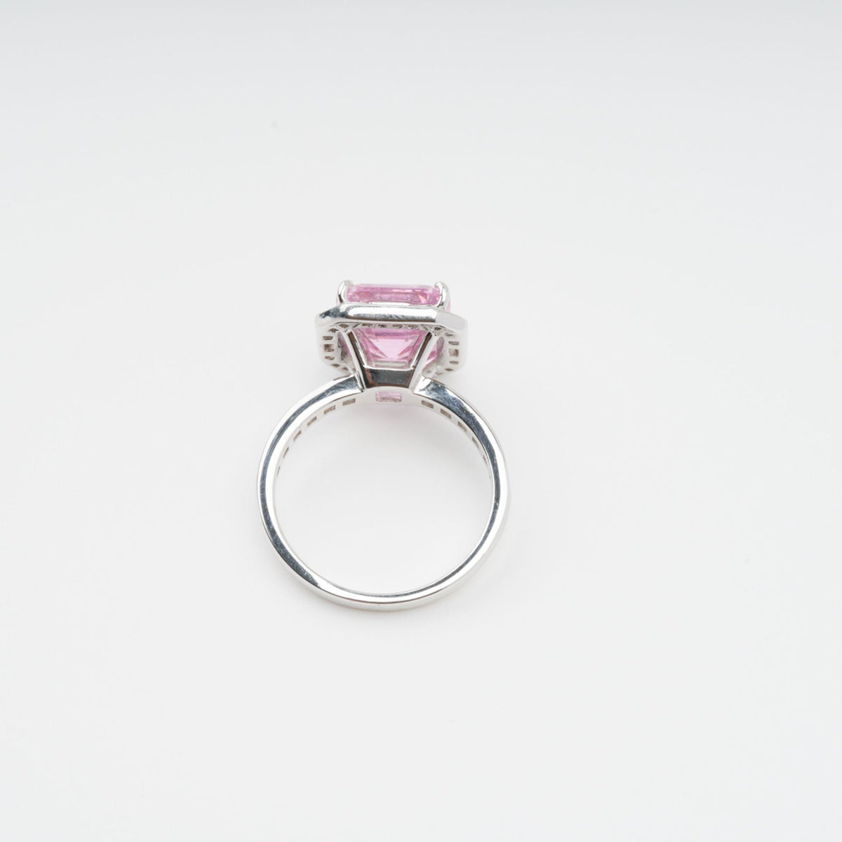 Hélène Pink Emerald Cut Zircon Gemstone Sterling Silver Ring