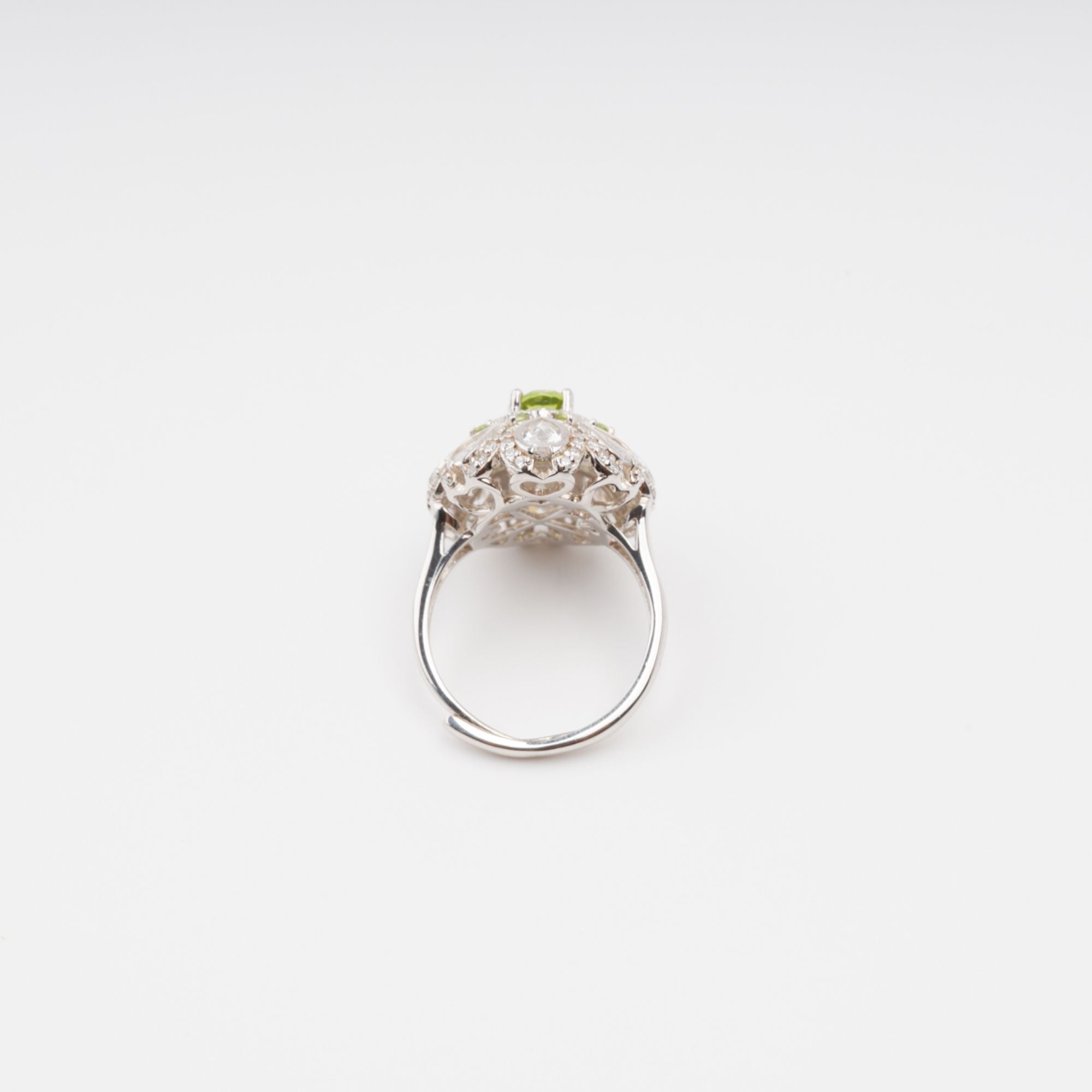 Joyau Olive Green Oval Gemstone Sterling Silver Ring