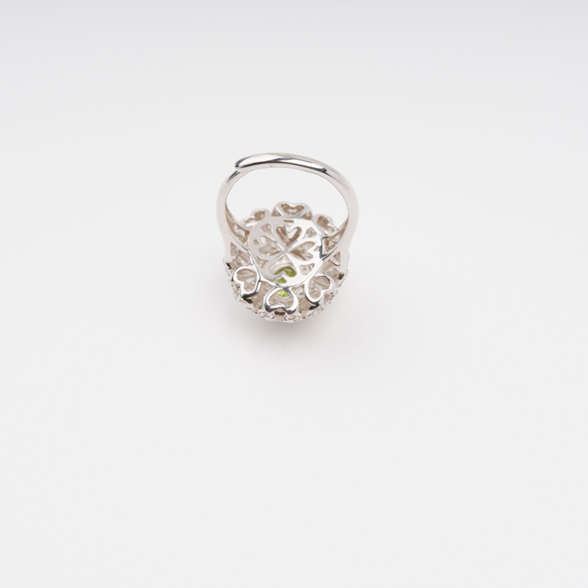 Joyau Olive Green Oval Gemstone Sterling Silver Ring