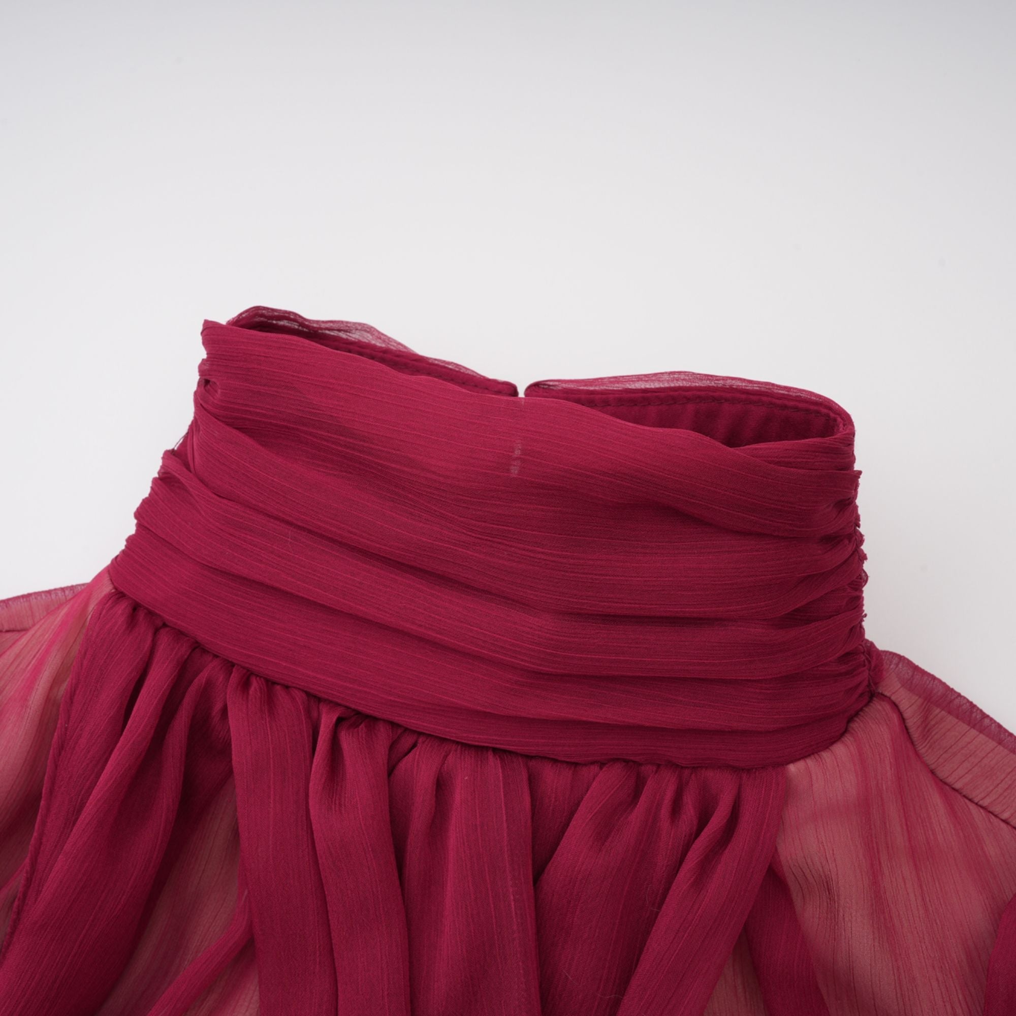 Théa Burgundy Asymmetrical Ruched Mini Dress (Final Sale-US Only)