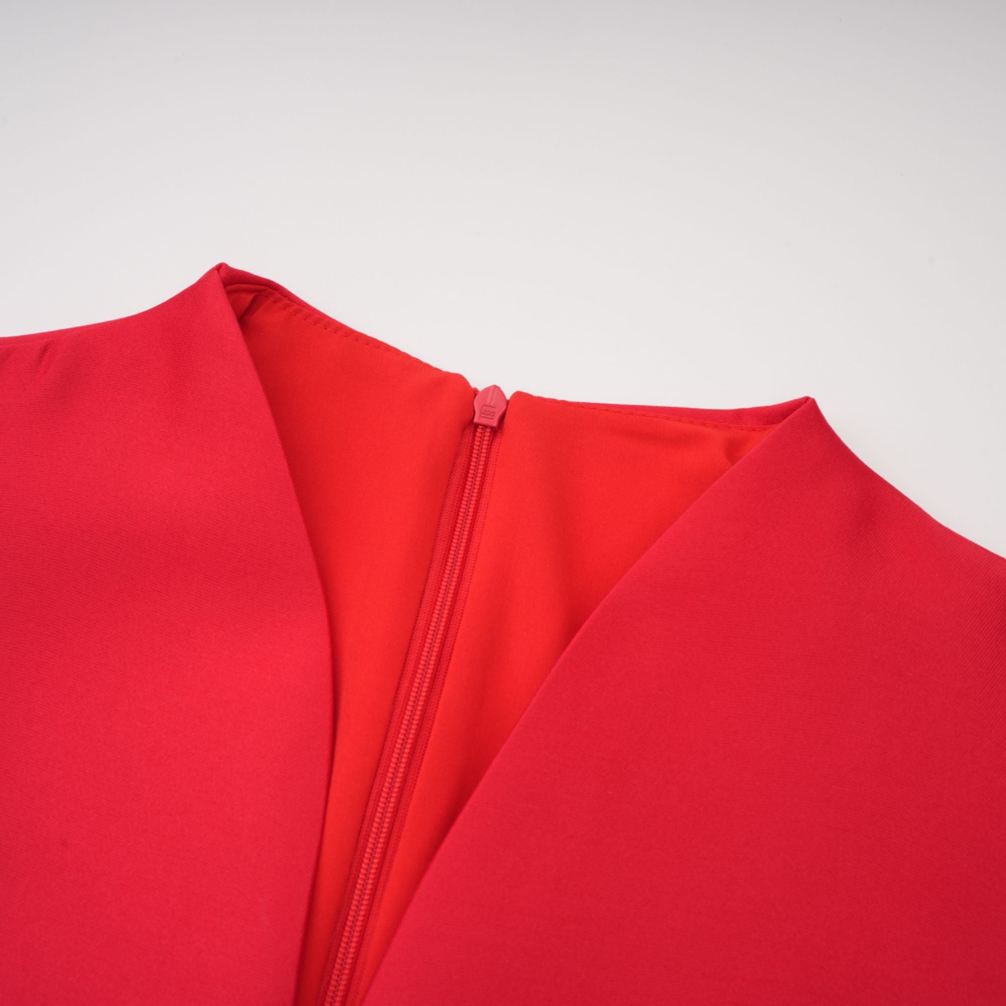 Aventin Red Godet Design Midi Dress