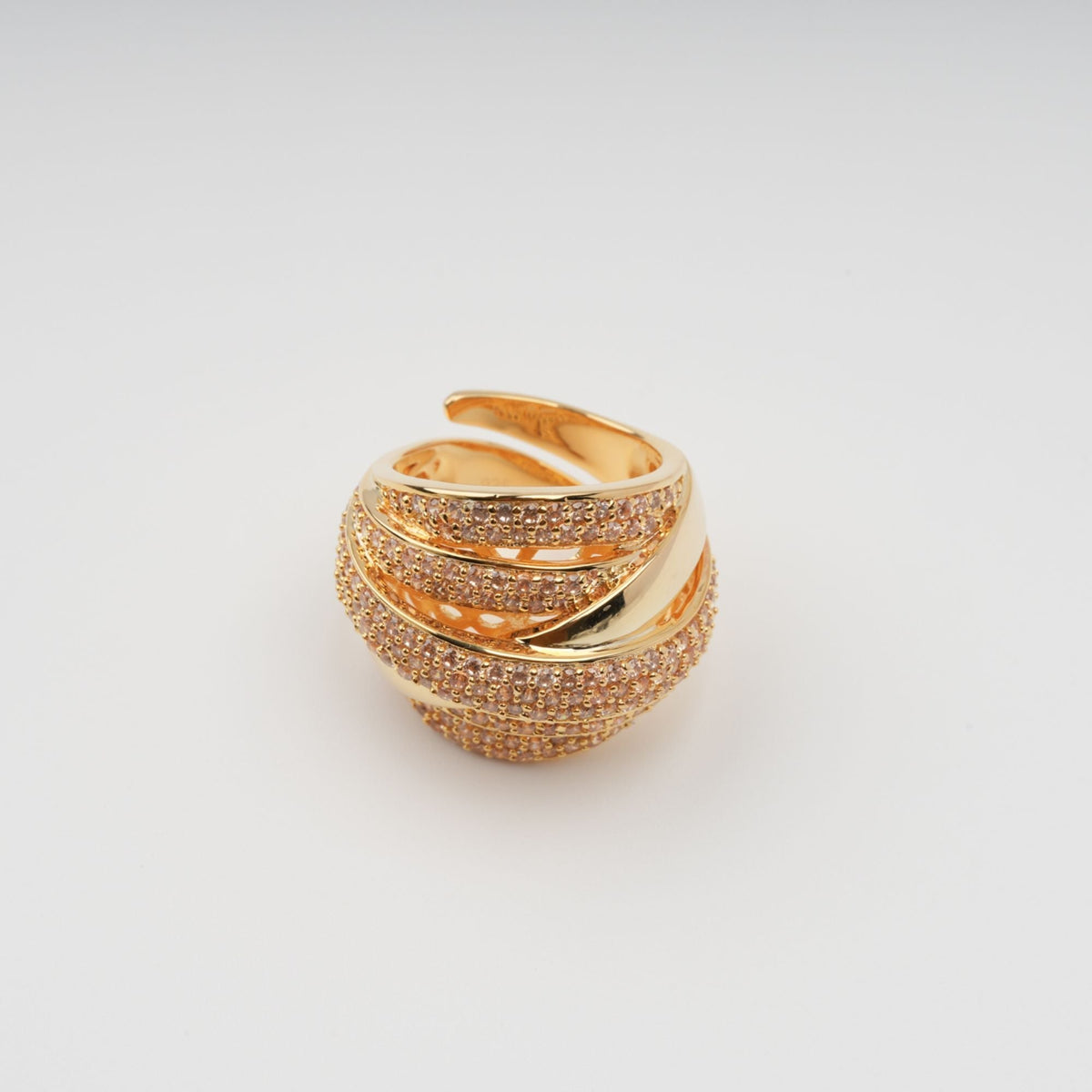Énigme Gold Tone Multi-Band Adjustable Silver Ring