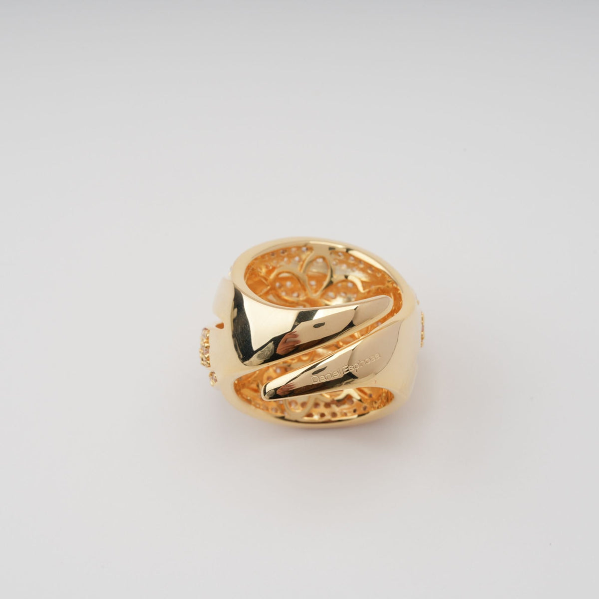 Énigme Gold Tone Multi-Band Adjustable Silver Ring