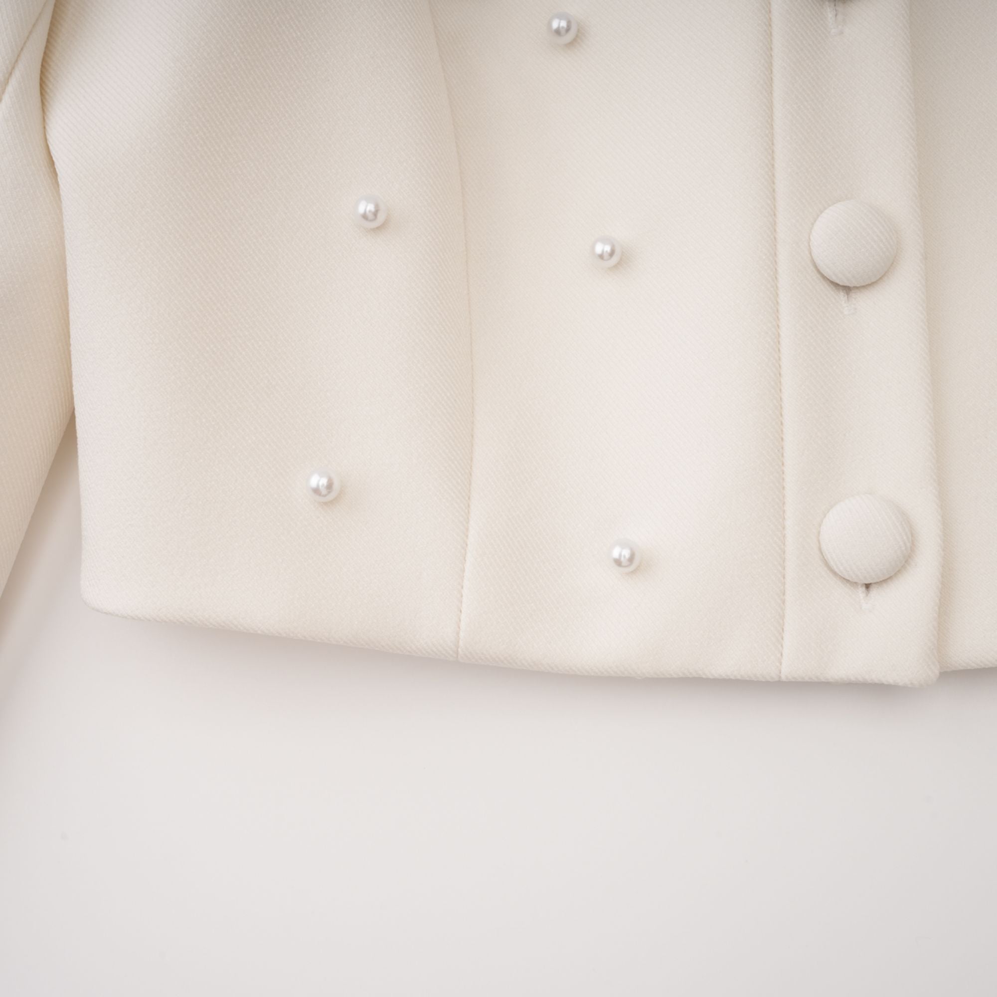 Maja White Faux Pearl Jacket & Pleated Skirt Set