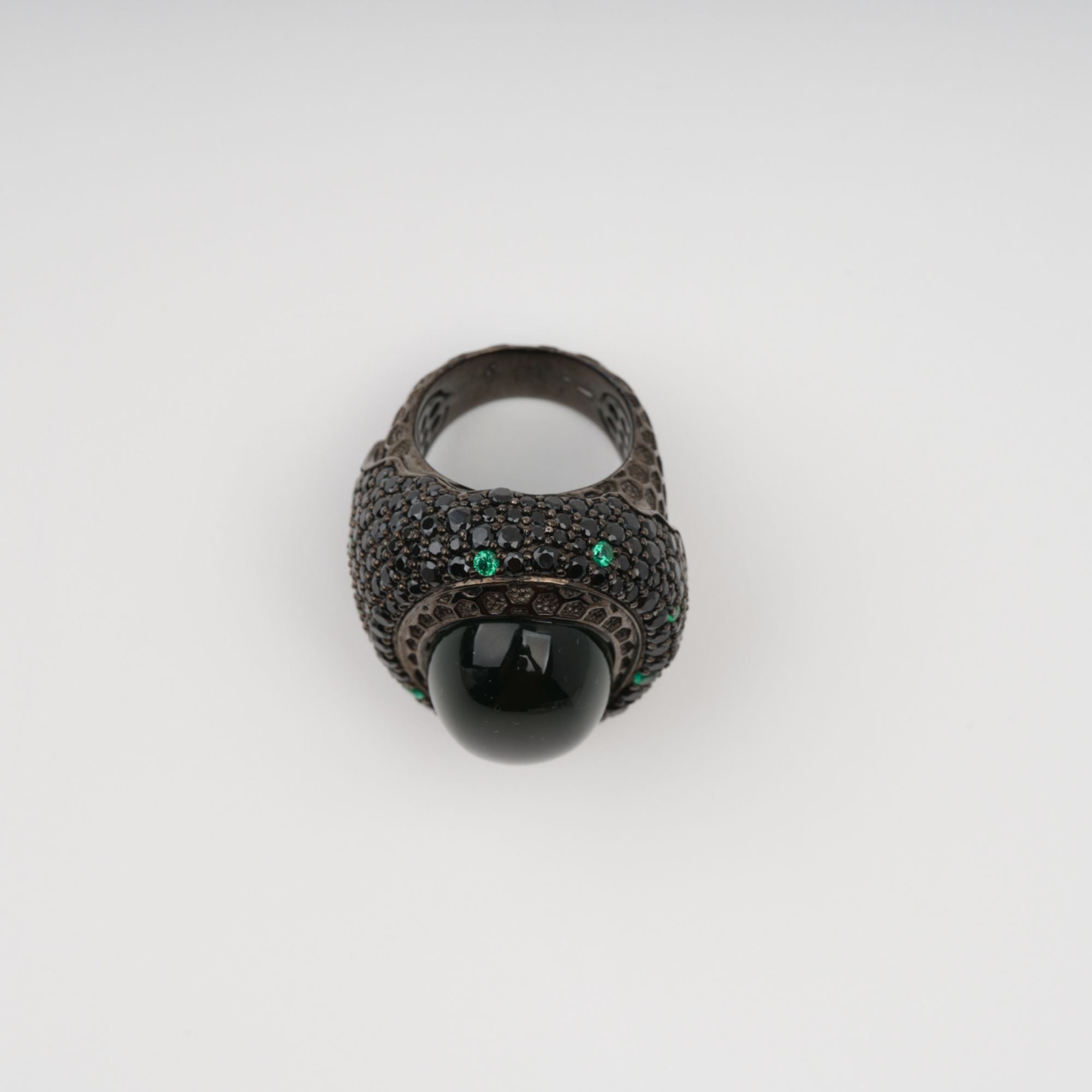 Soupir Black Chunky Oval Band Sterling Silver Ring